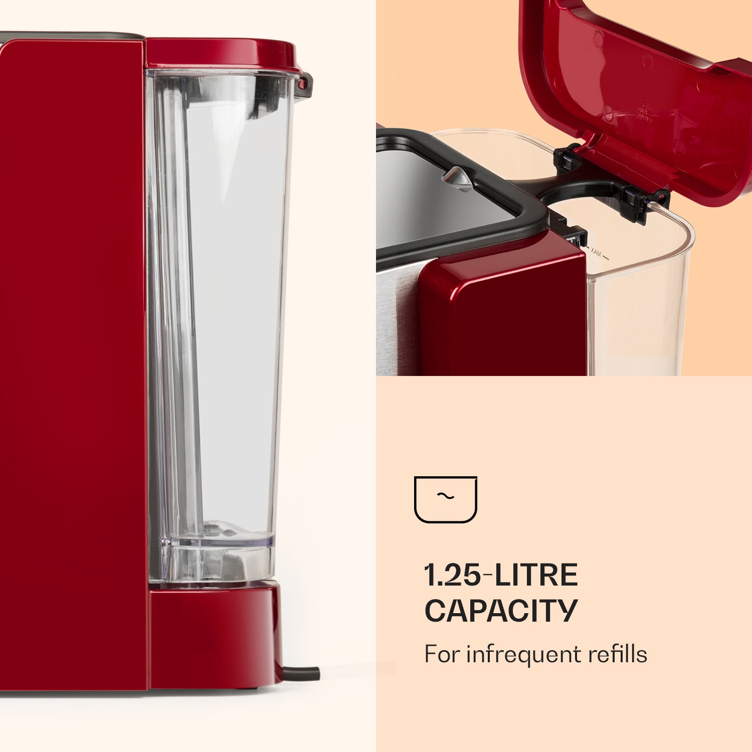 Passionata 20, espresso kávovar, 20 bar, 6 šálků, 1,25 l, mléčná pěna 20 bar | Červená