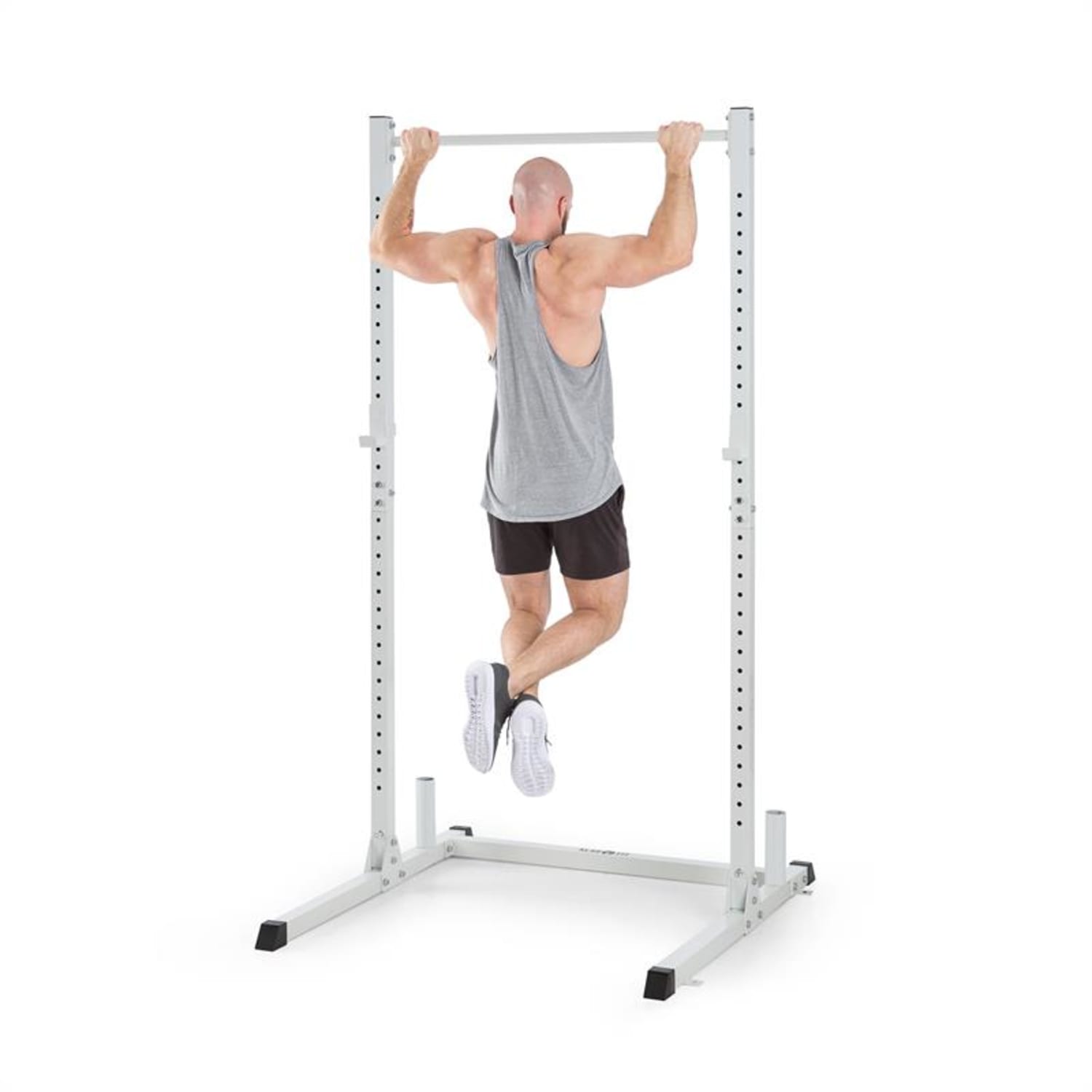 HR 1100 stacja fitness, Half Rack 2 J-haki, drążek do podciągnięć, biały
