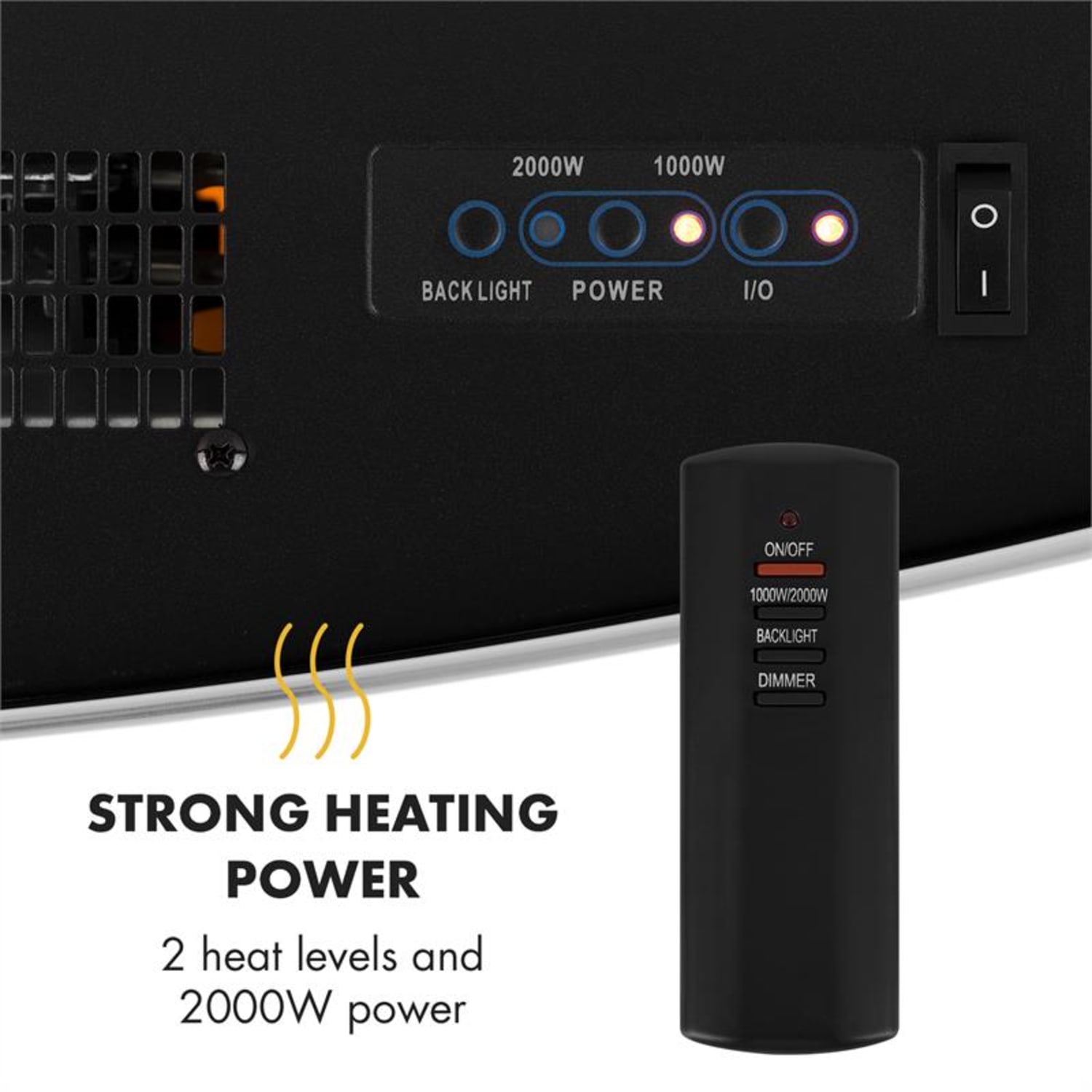 Lausanne, elektrický krb, 2000 W, LED plamene, diaľkové ovládanie, biely 2000 W | Horizontálny | Biela