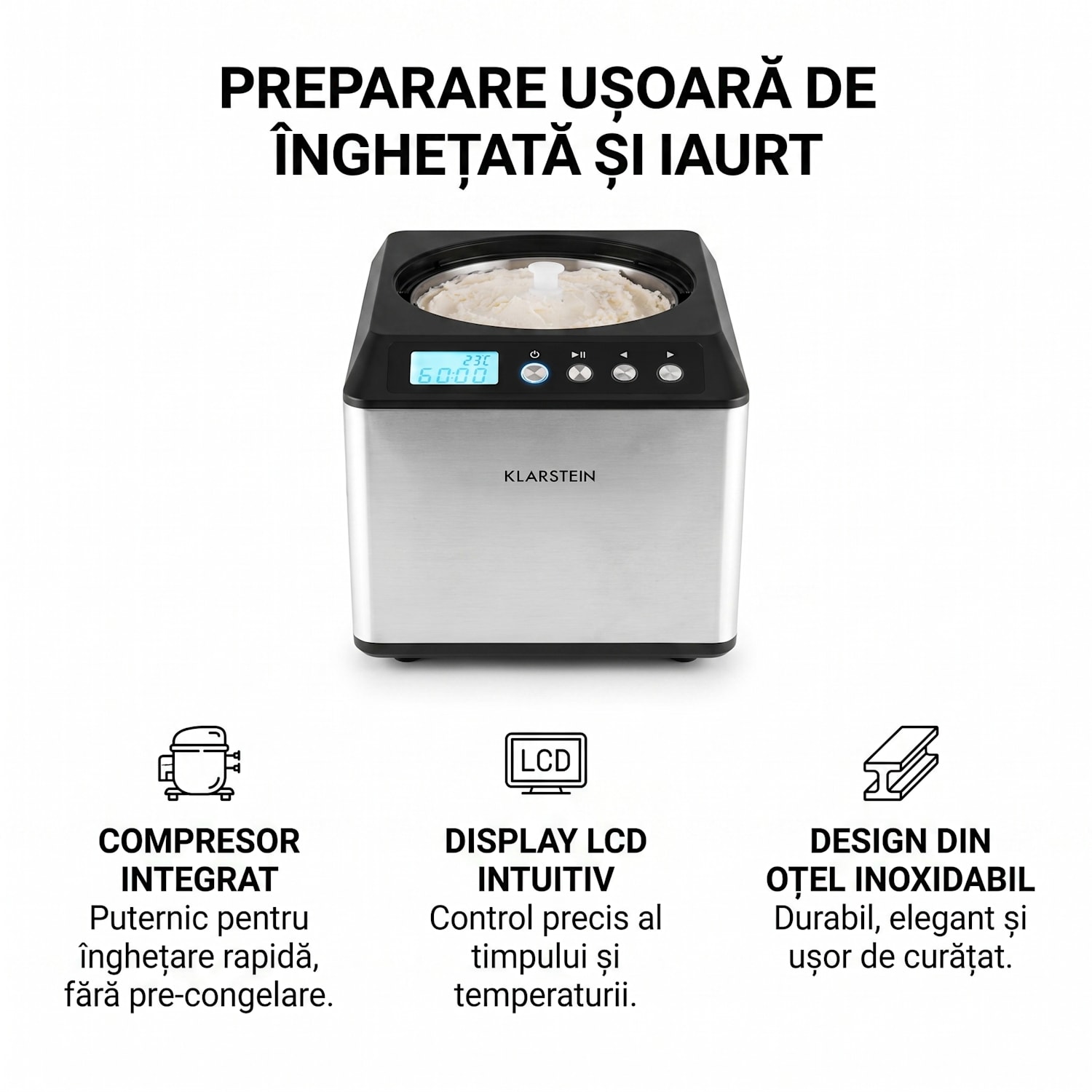VANILLY SKY FAMILY, aparat pentru producerea de înghețată și iaurt înghețat, 250 W, 2,5 l, argintiu 2,5 L | Argintiu