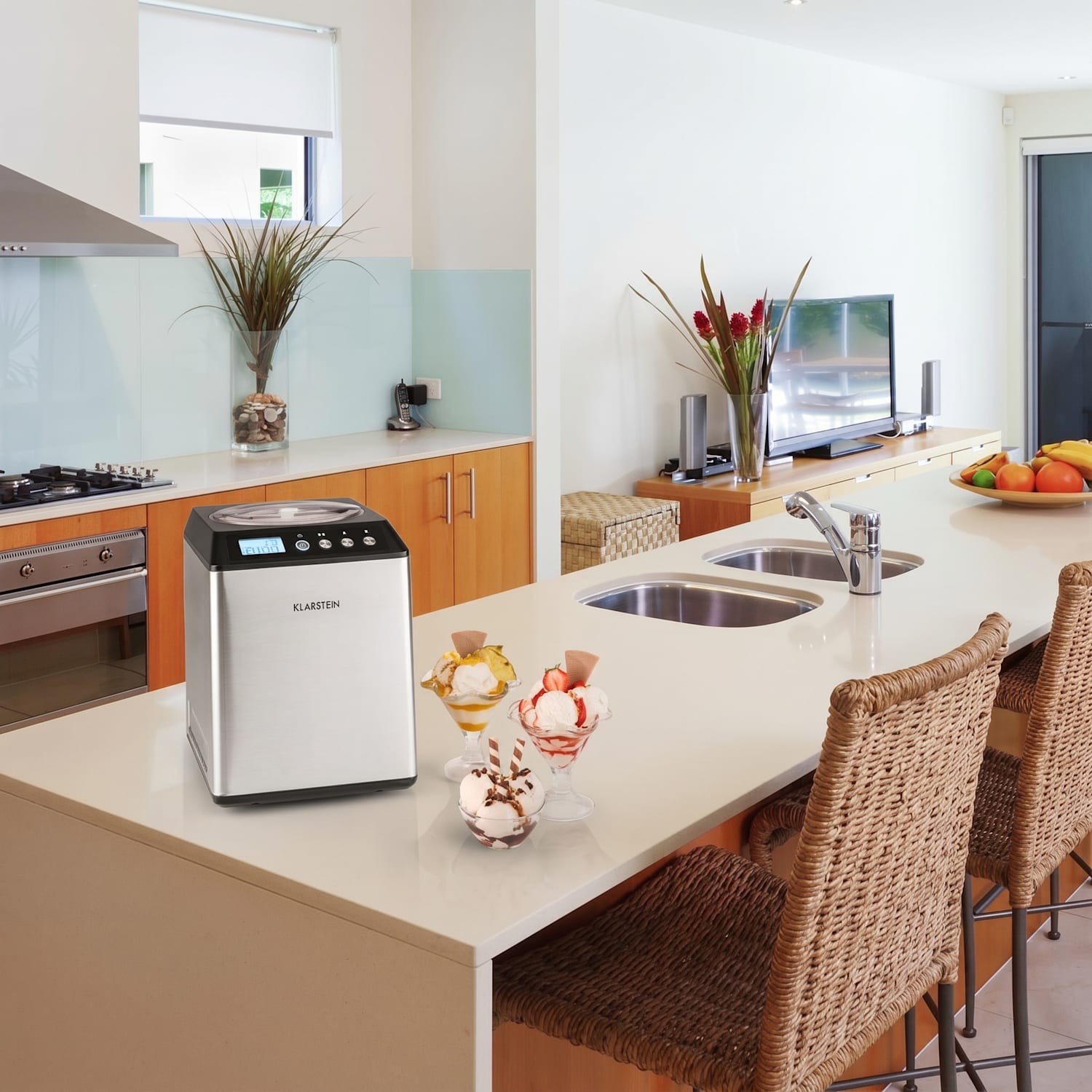 Vanilly Sky Family, zmrzlinovač, výrobník zmrzliny a mrazeného jogurtu, 250 W, 2,5 l, strieborný 2,5 L | Strieborná