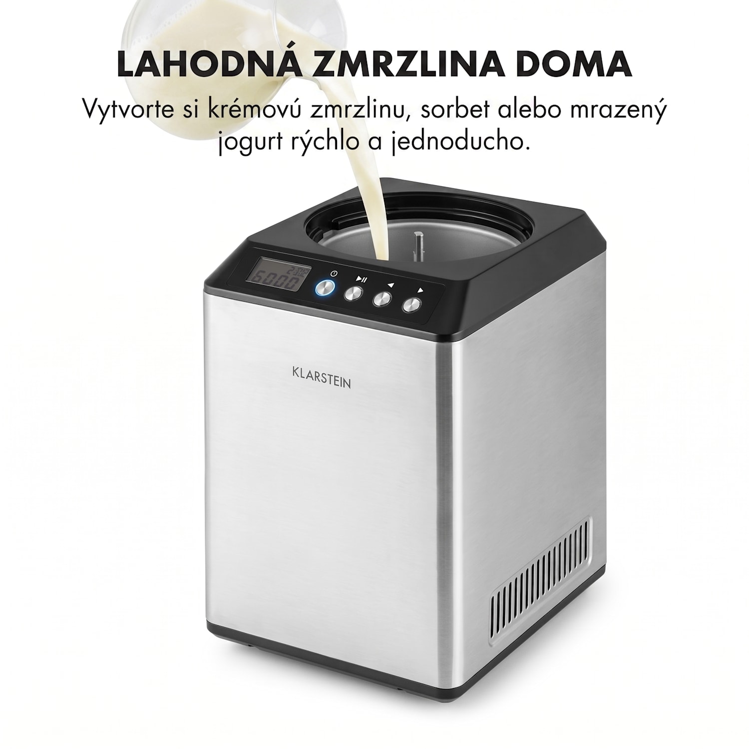 Vanilly Sky Family, zmrzlinovač, výrobník zmrzliny a mrazeného jogurtu, 250 W, 2,5 l, strieborný 2,5 L | Strieborná