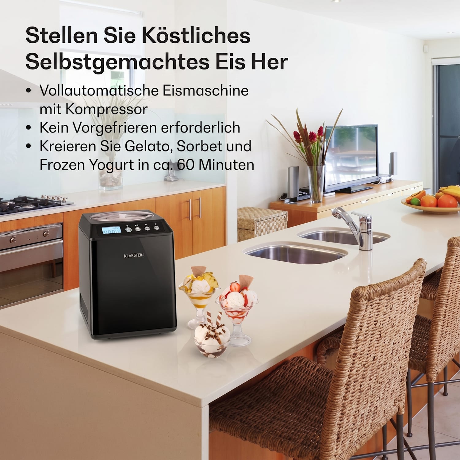 Vanilly Sky Family Eiscremebereiter Frozen Yoghurt 250W 2,5l schwarz 2,5 L | Schwarz