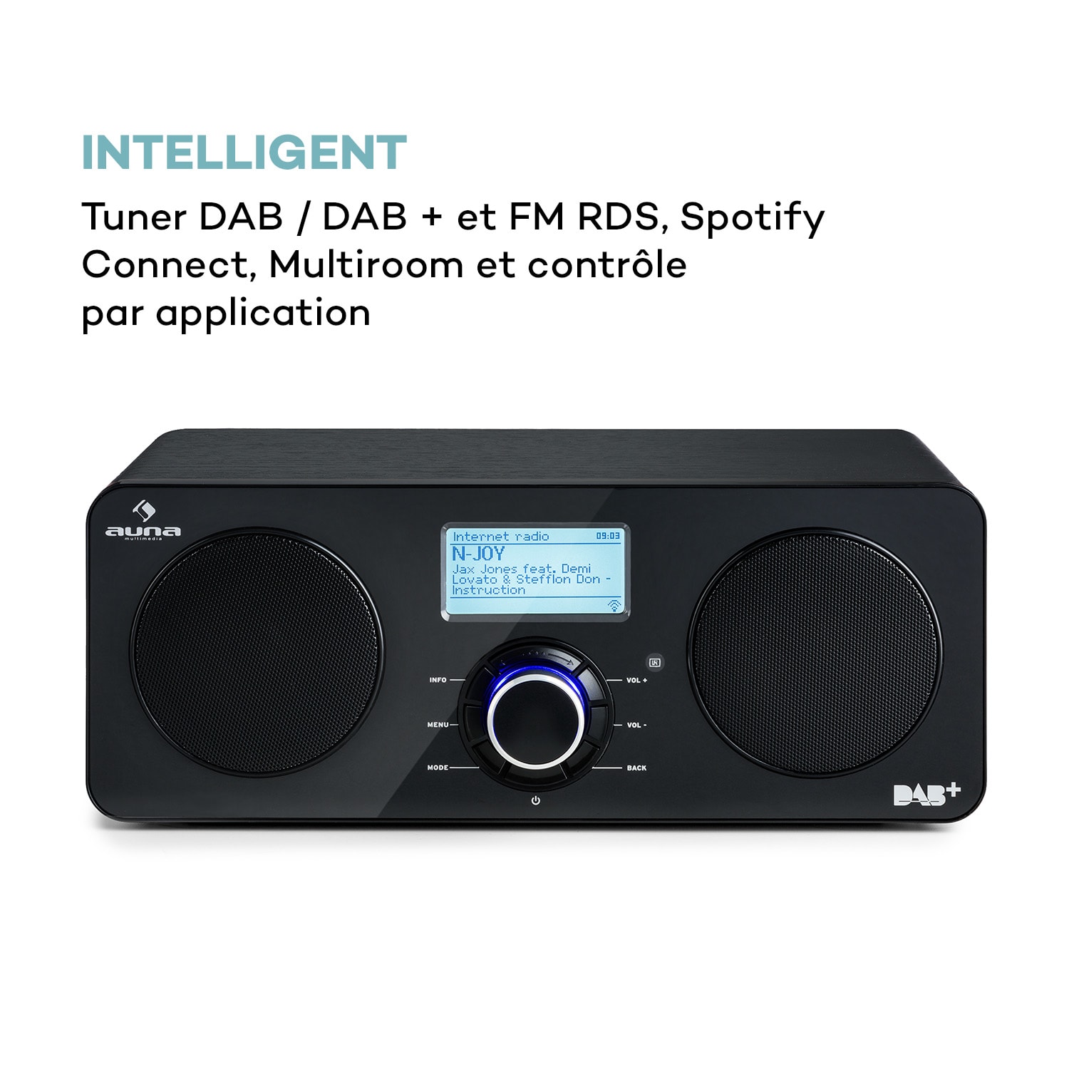 Worldwide Radio internet Spotify Connect contrôle par app - noir 