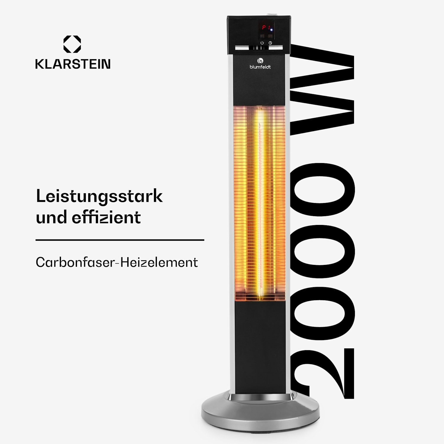 Heat Guru Infrarot-Heizstrahler 2000W 3 Heizstufen Fernbedienung 