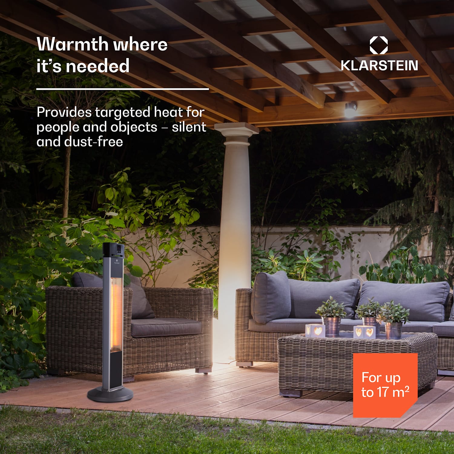 Heat Guru staande verwarming 2000W 3 standen afstandsbediening zilver 2000 W | Zilver / Zwart