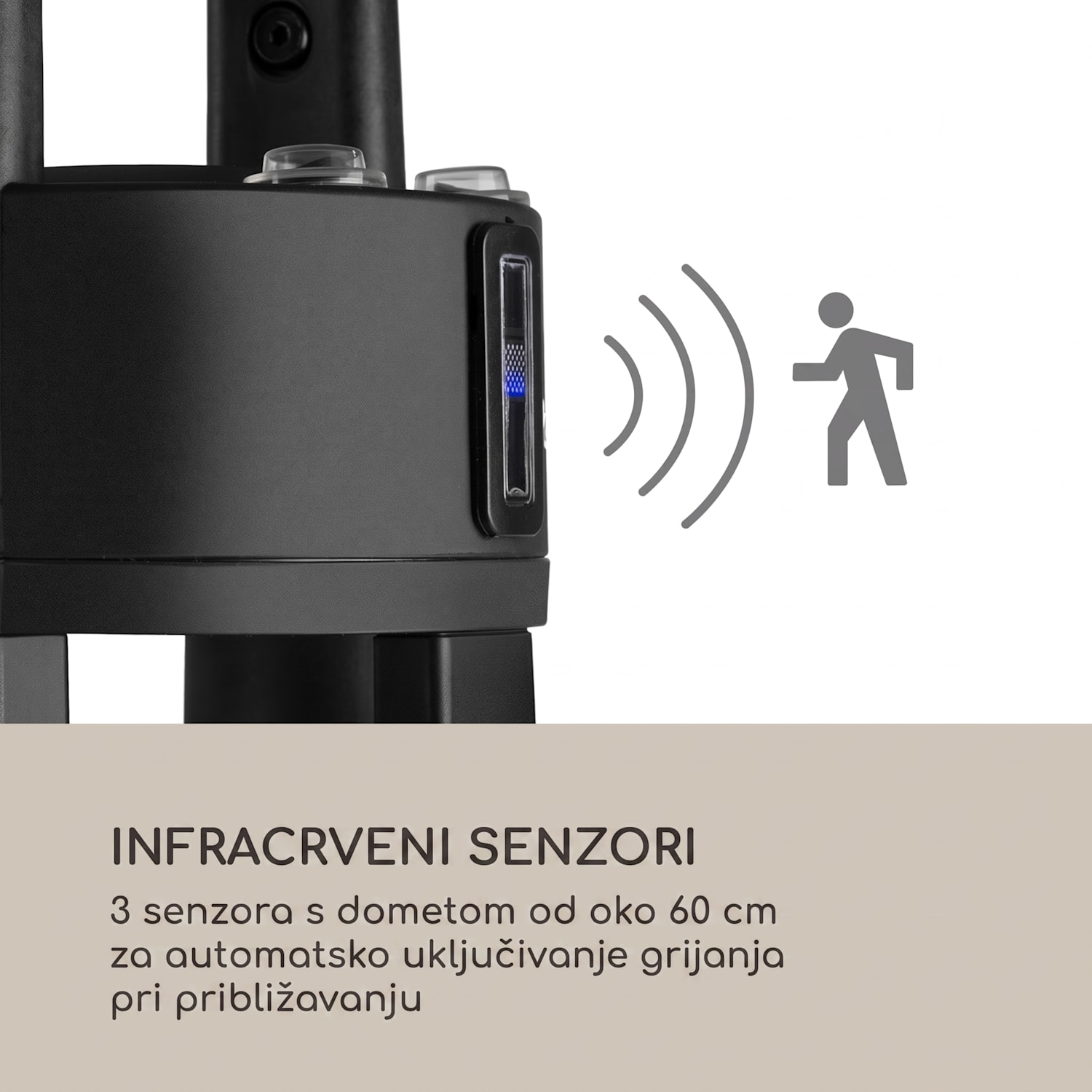 Primal Heat 65, bistro stol, karbonski IR grijač, 1200W LED, 65 cm, staklo 65 cm