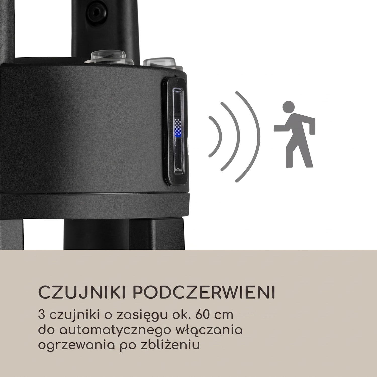 Primal Heat 65, promiennik podczerwieni, stolik bistro, 1200 W, LED, 65 cm, element grzewczy z włókna węglowego, szkło 65 cm
