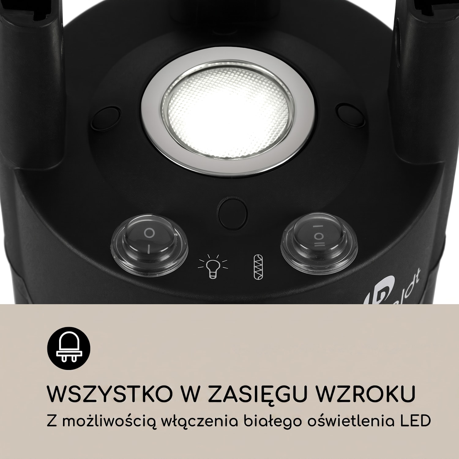 Primal Heat 65, promiennik podczerwieni, stolik bistro, 1200 W, LED, 65 cm, element grzewczy z włókna węglowego, szkło 65 cm