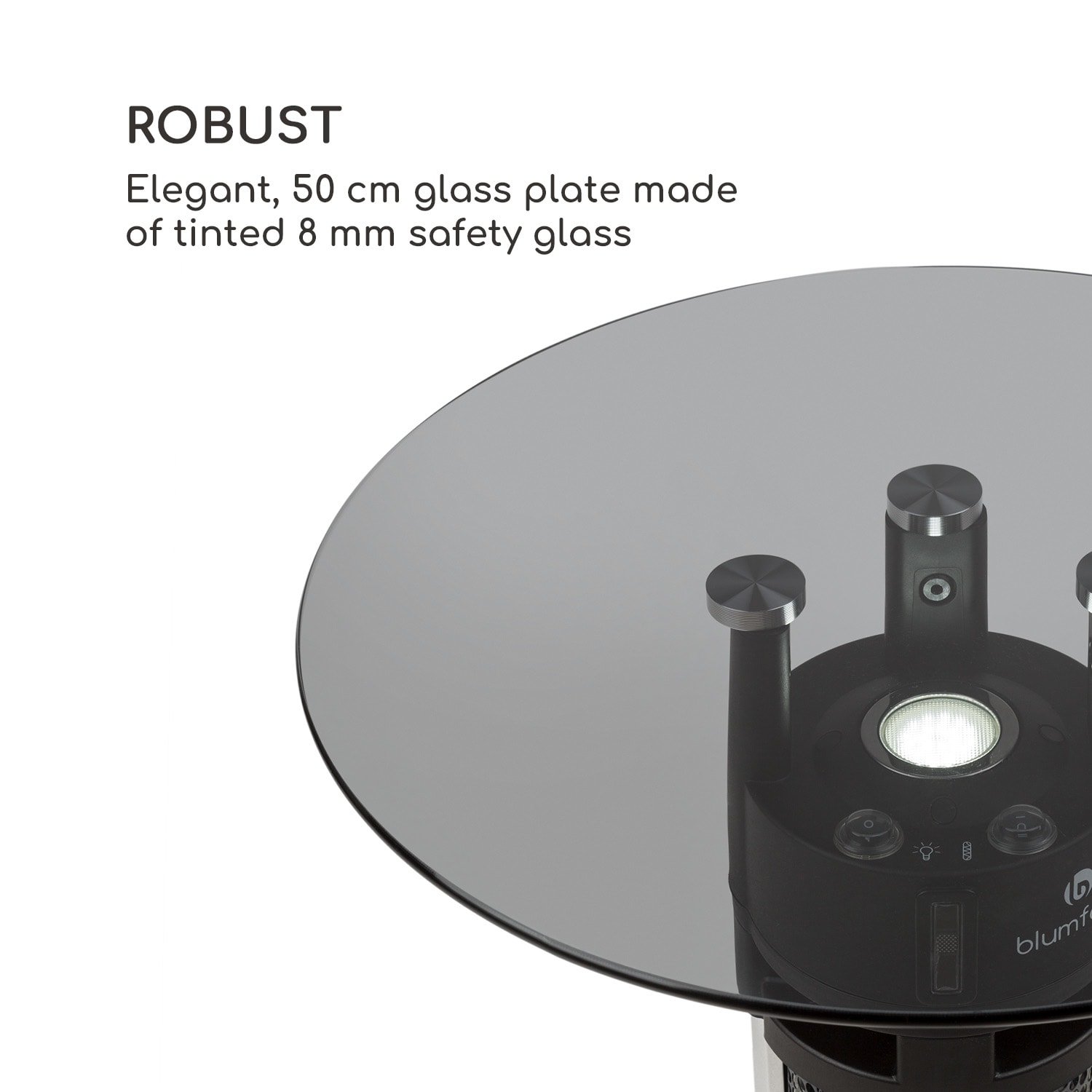 Primal Heat 65 Bistro Table Carbon IR Heating Element 1200W LED 65cm Glass 65 cm