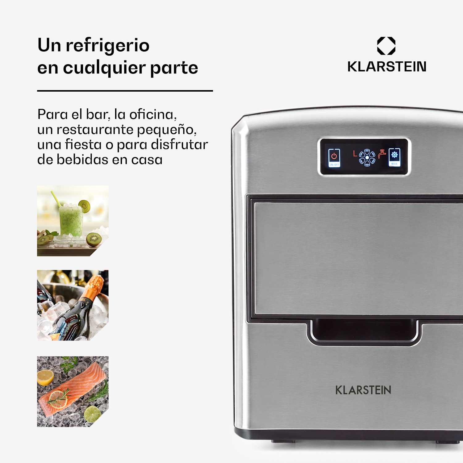 Metropolitan máquina de cubitos de hielo 12kg/24hs display digital 