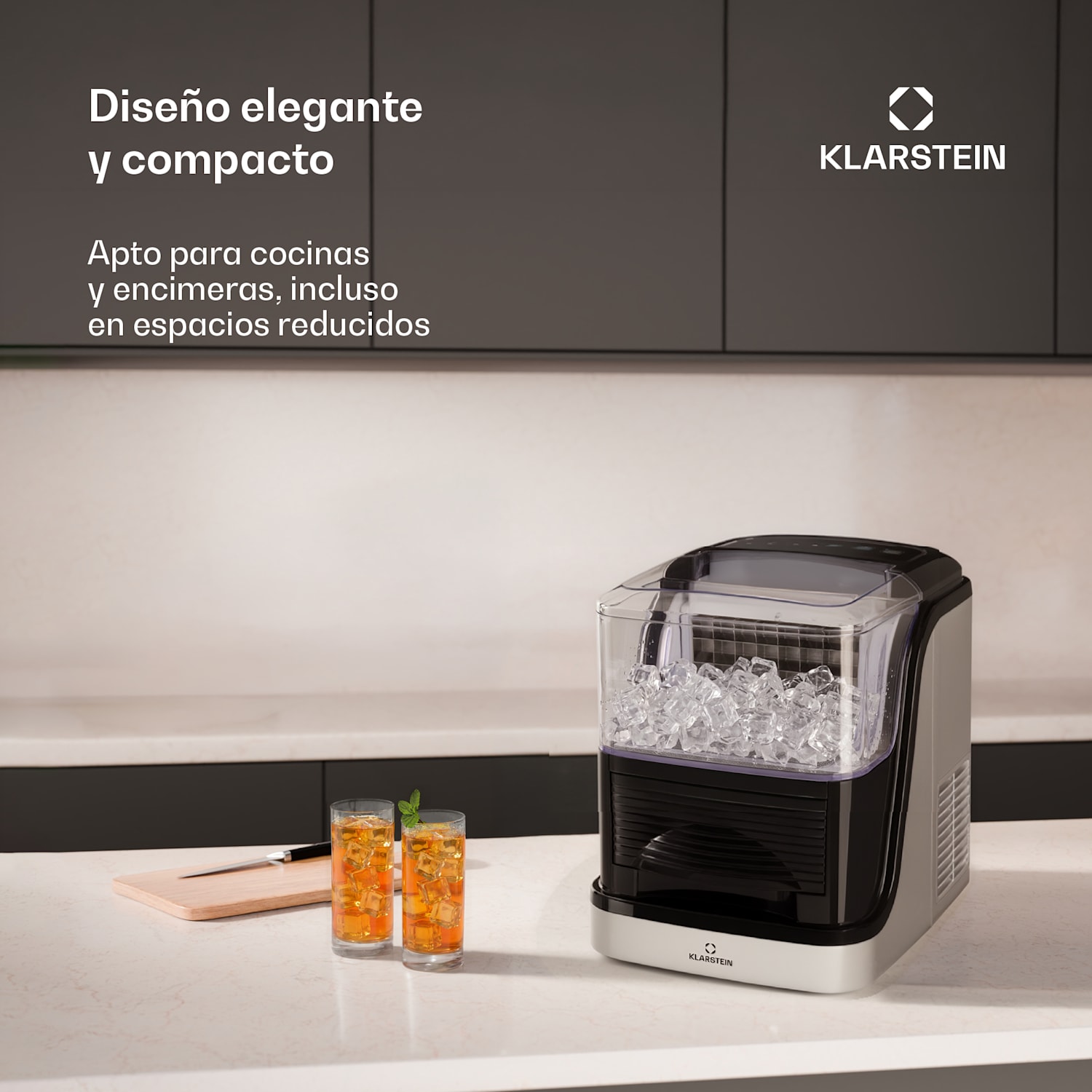 Kristall Máquina para hacer cubitos de hielo 2 Tamaños Depósito de agua de 2,5 lt 