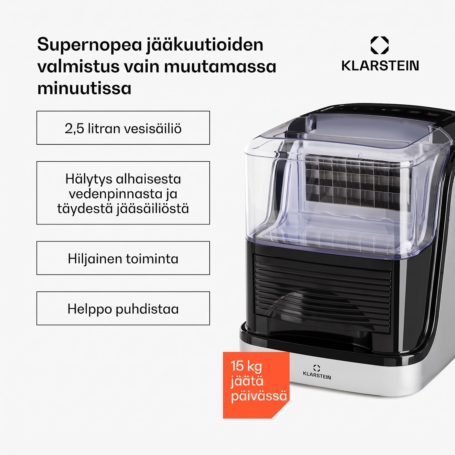 Kristall-jääpalakone, kristallijää 2 kokoa, 2,5 l vesitankki 