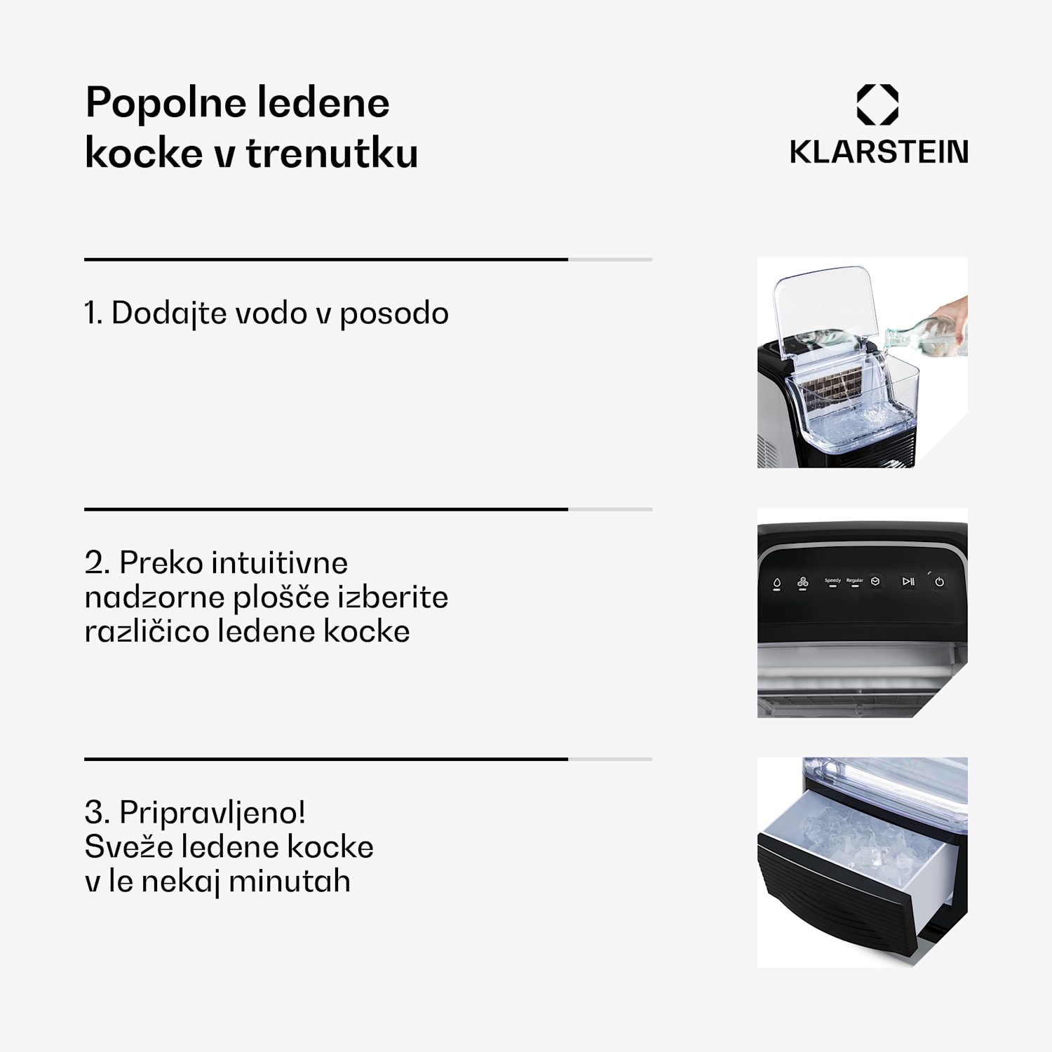 Kristall , ledomad za čisti led, 2 velikosti ledenih kock, 2,5l posoda za vodo 