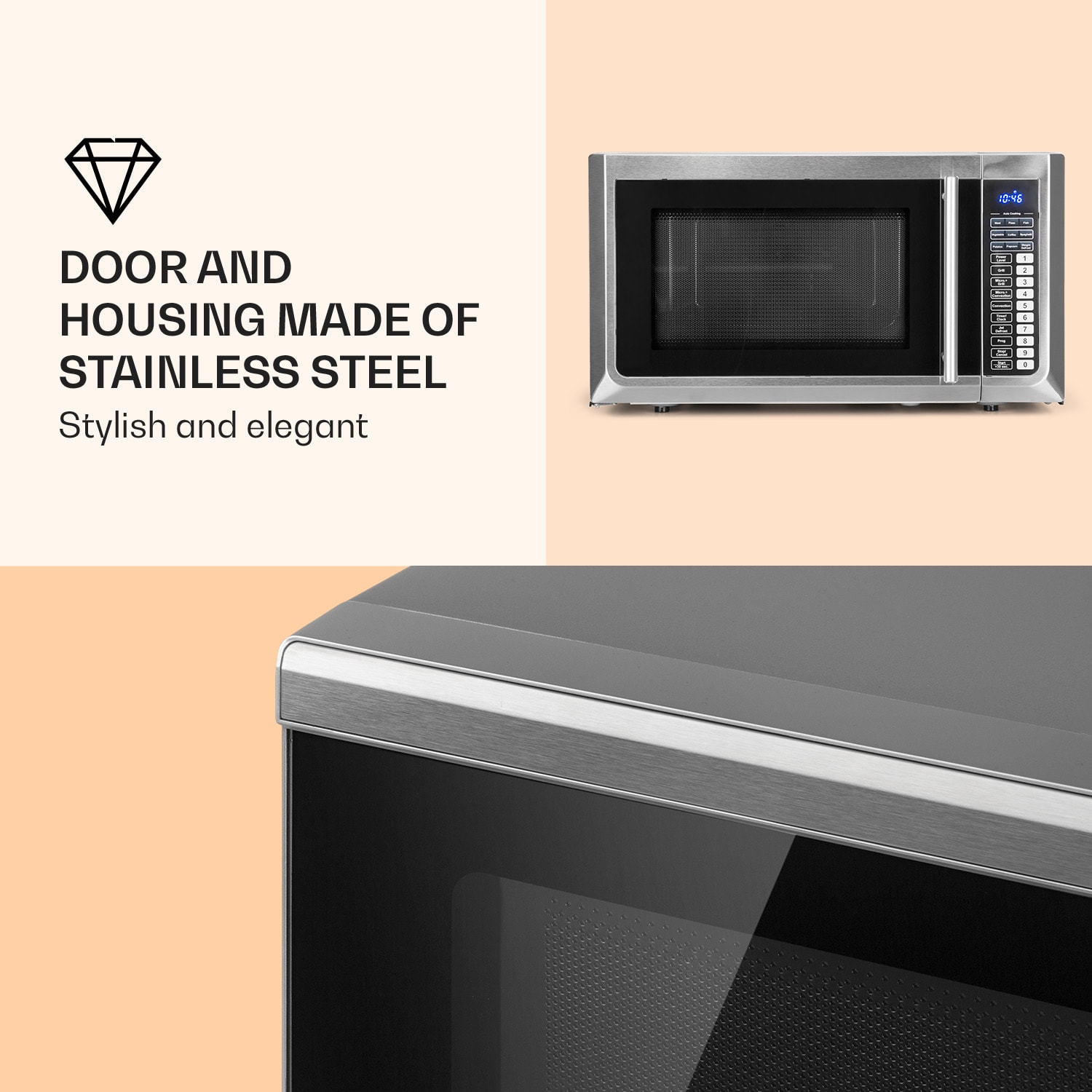 Brilliance Pro Microondas 43 Litros Grill Circulación de aire Panel táctil Acero inoxidable 43 L