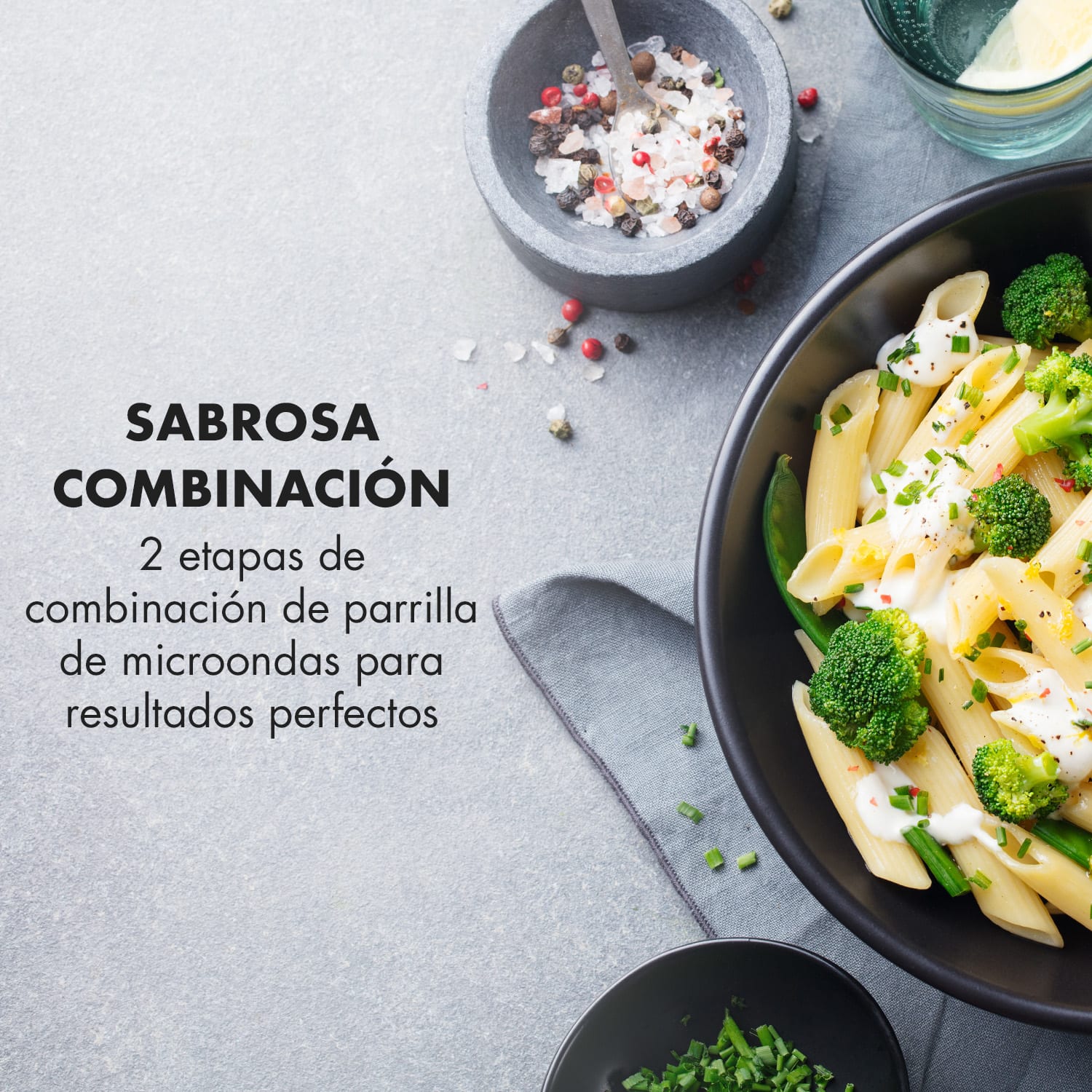 Brilliance Roomy Microondas 900W 25L 6 niveles de potencia Grill Plateado 