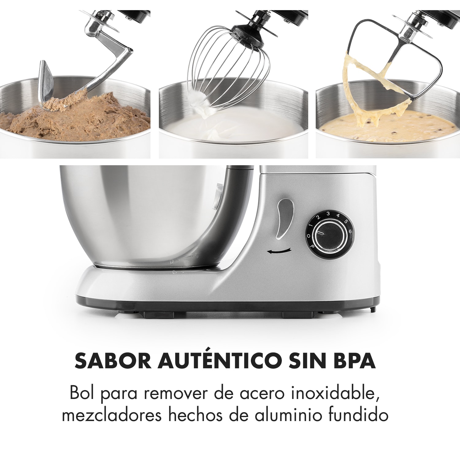 Bella Pico Mini robot de cocina Batidora Amasadora 550 W 6 niveles 5 litros Plata