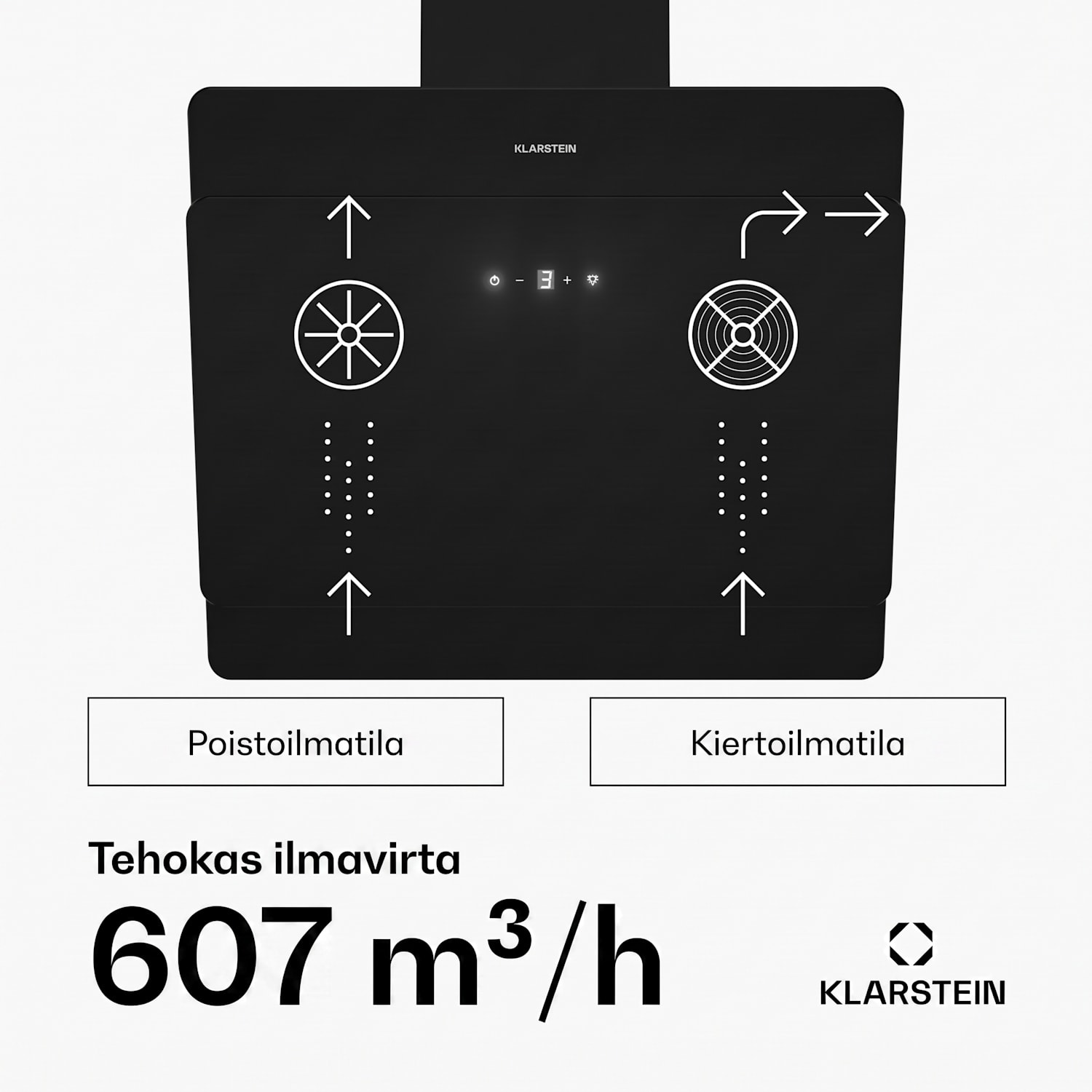 Aurica 60 liesituuletin 60 cm 607 m³/h LED kosketus lasi 60 cm | Musta