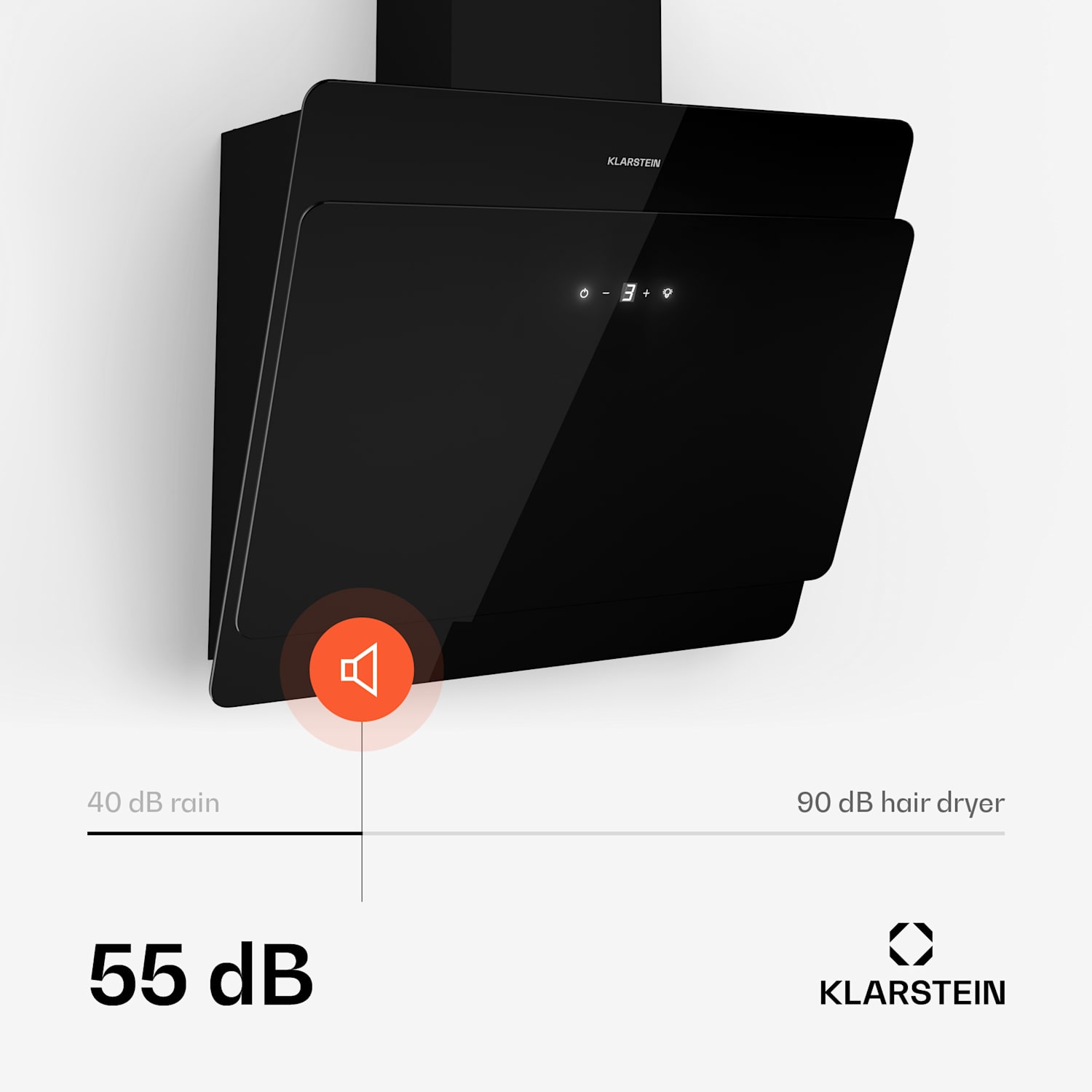 Aurica 60 liesituuletin 60 cm 600 m³/h LED kosketus lasi 60 cm | ei vaihtosuodatinta | Musta