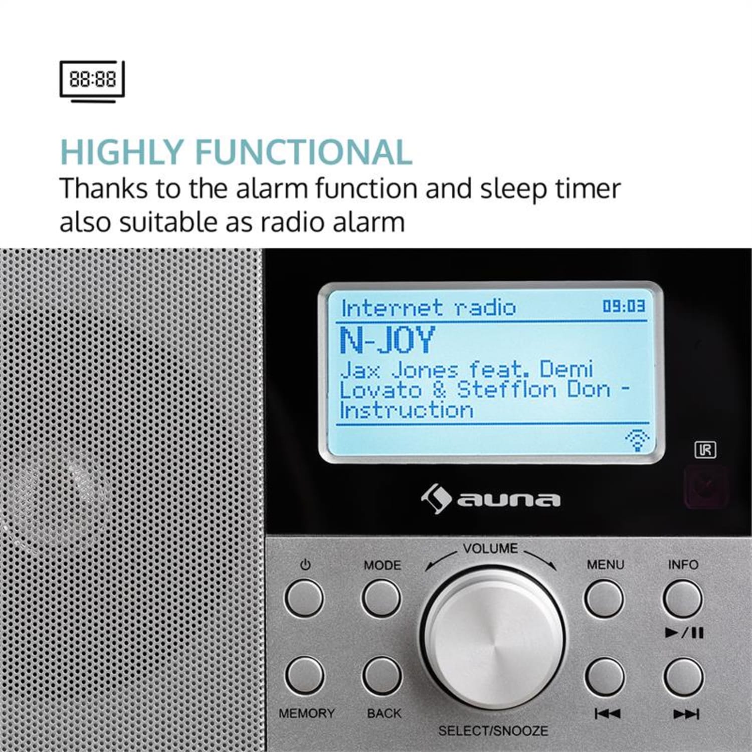 Worldwide Mini Radio de internet WLAN Reproductor de red USB MP3 AUX Sintonizador FM 