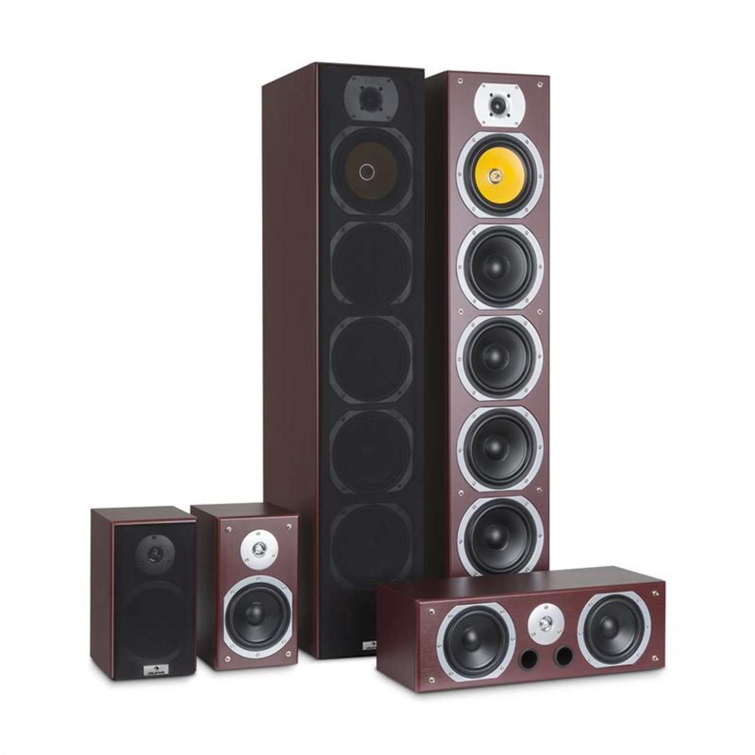 V9B Set Altoparlanti Surround 5 Casse 440W RMS mogano Mogano