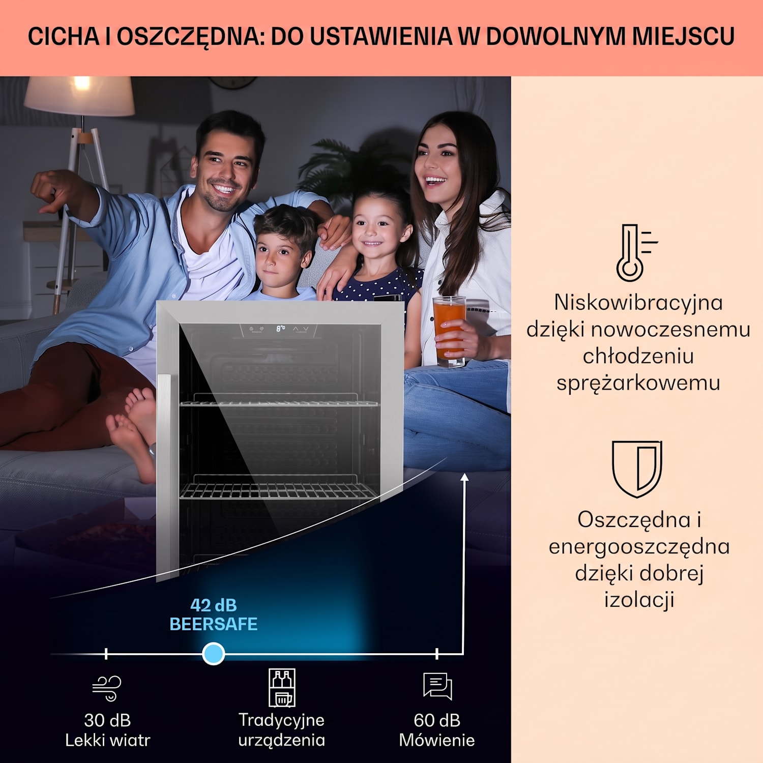 Beersafe 4XL, lodówka na napoje, 124 l, 0-10°C, szkło, G, stal nierdzewna 124 L | Czarny | Srebrny