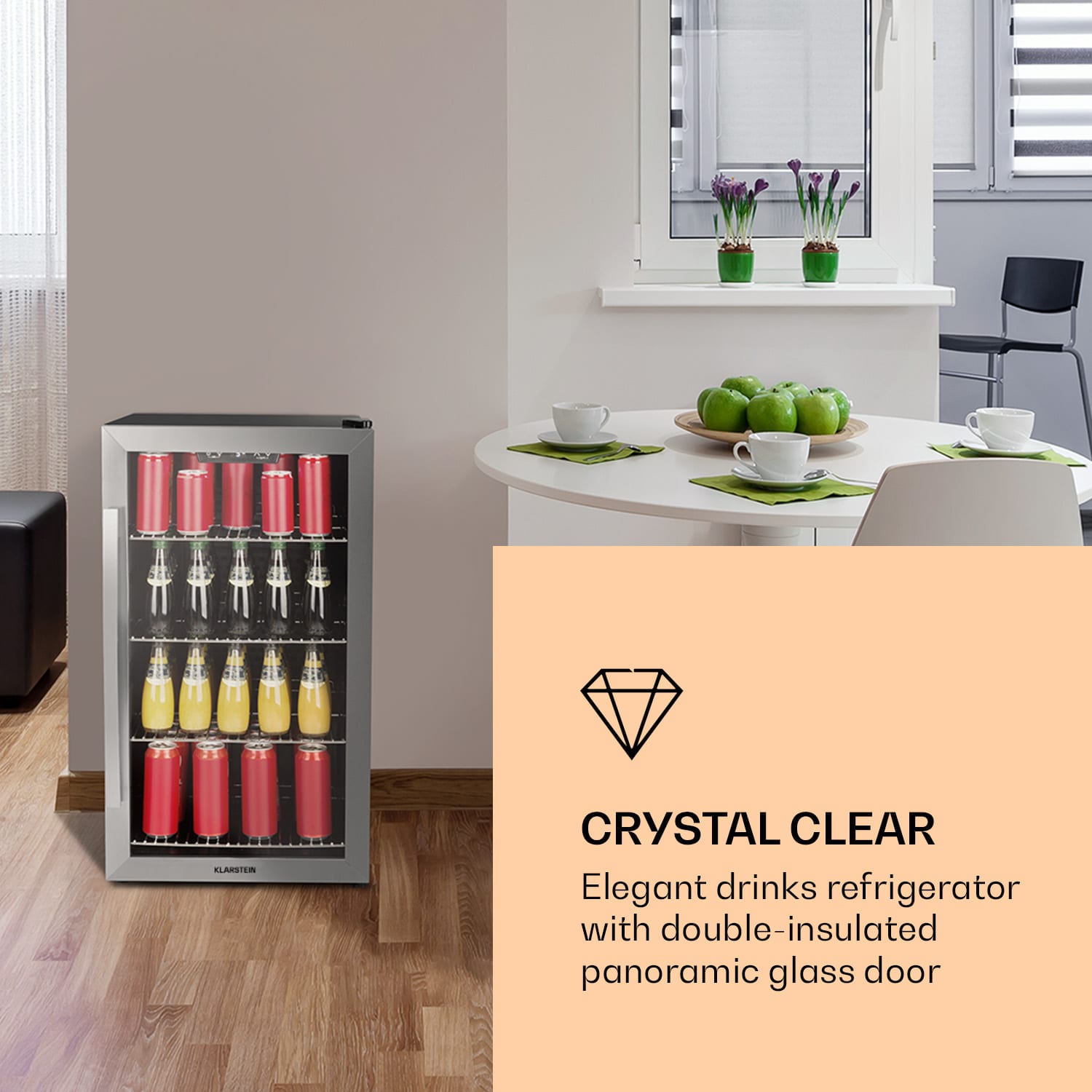 Beersafe 4XL, hladnjak, za napitke, 124 L, 0-10 ° C, staklo, G, nehrđajući čelik 