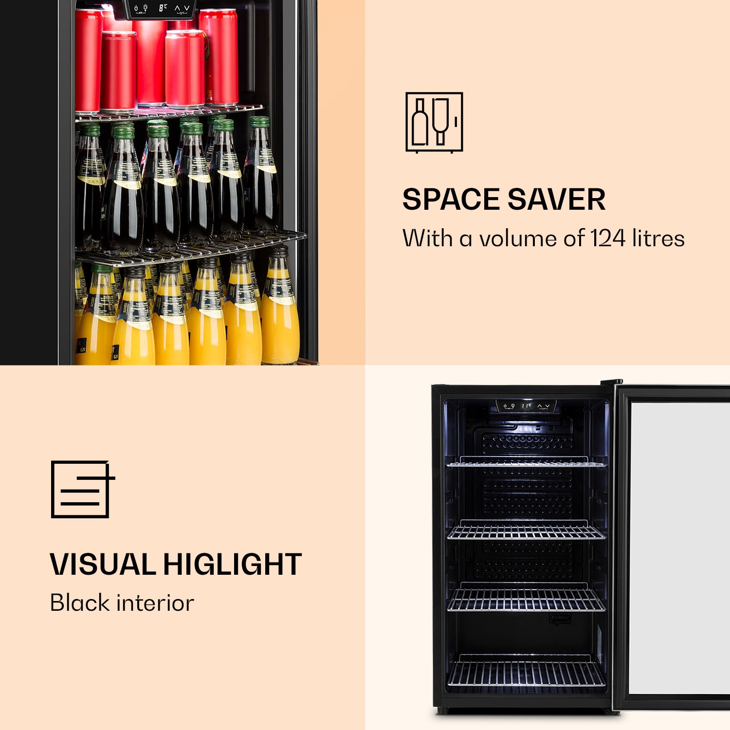 Beersafe 4XL, hladnjak, za napitke, 124 L, 0-10 ° C, staklo, G, nehrđajući čelik 