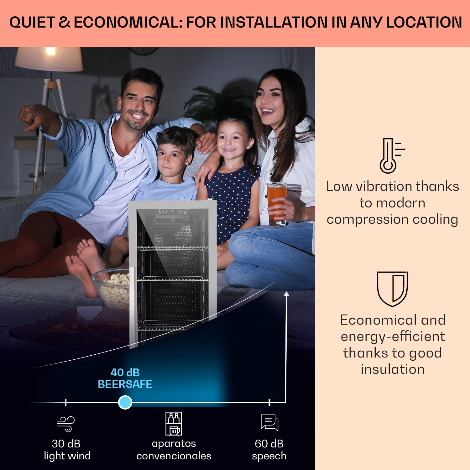Beersafe 6XL, hladilnik, za pijačo, 201 l, 0-10 °C, steklo, G, nerjaveče jeklo 201 Ltr | Nerjaveče jeklo