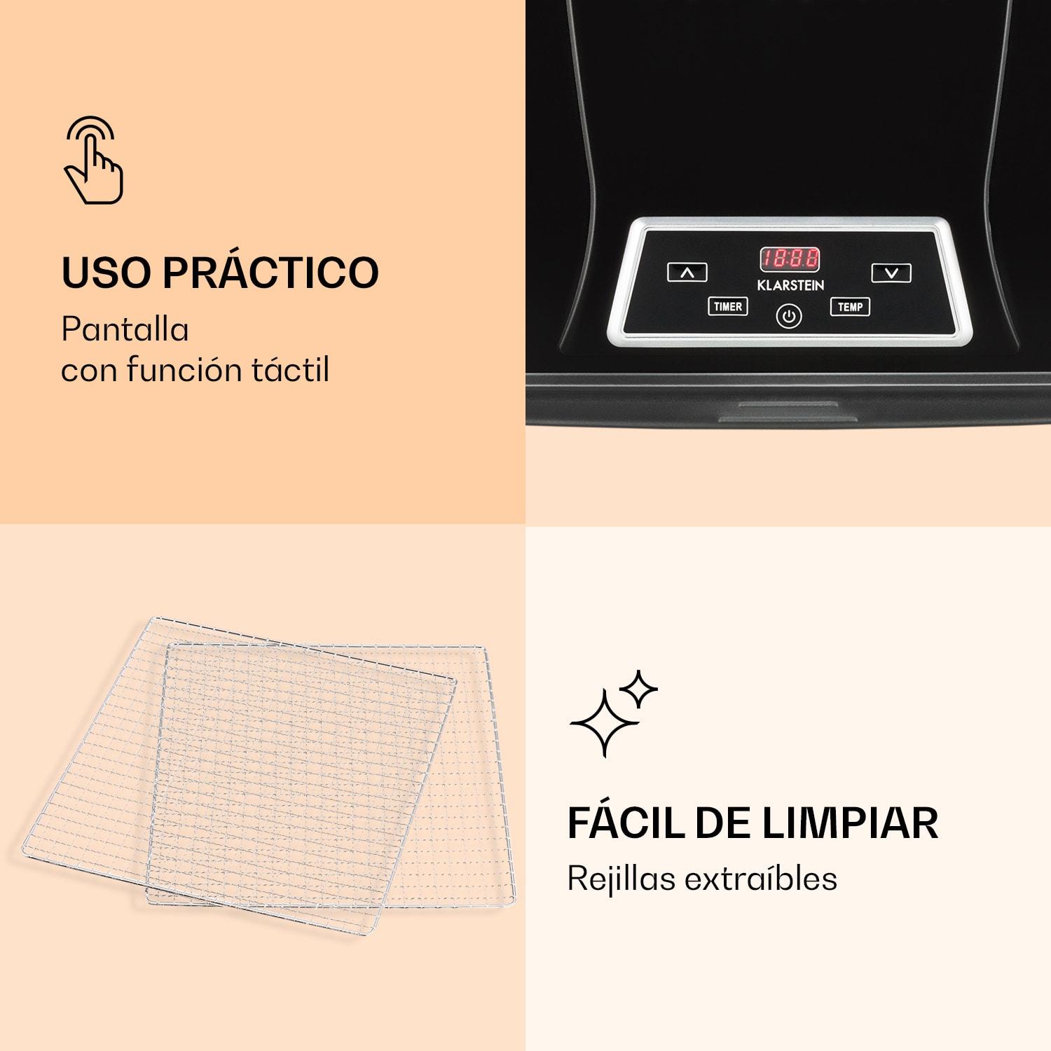 Fruit Jerky Plus 6 Deshidratador de alimentos Temporizador 6 bandejas 420-500 W 35-70 °C Pantalla 6 bandejas