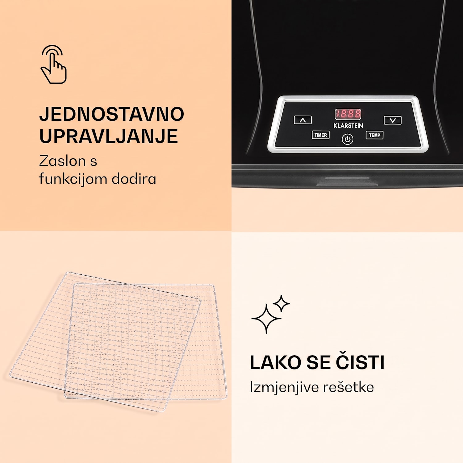 Fruit Jerky Plus 6, uređaj za sušenje voća, timer, 6 polica, lim, 420-500 W, nehrđajući čelik 6 faza