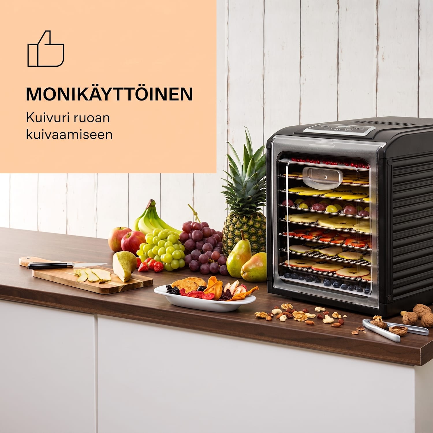 Fruit Jerky Plus 9 -kuivuri ajastin 9 ritilää 600–700 W 35–70 °C 9 tasoa
