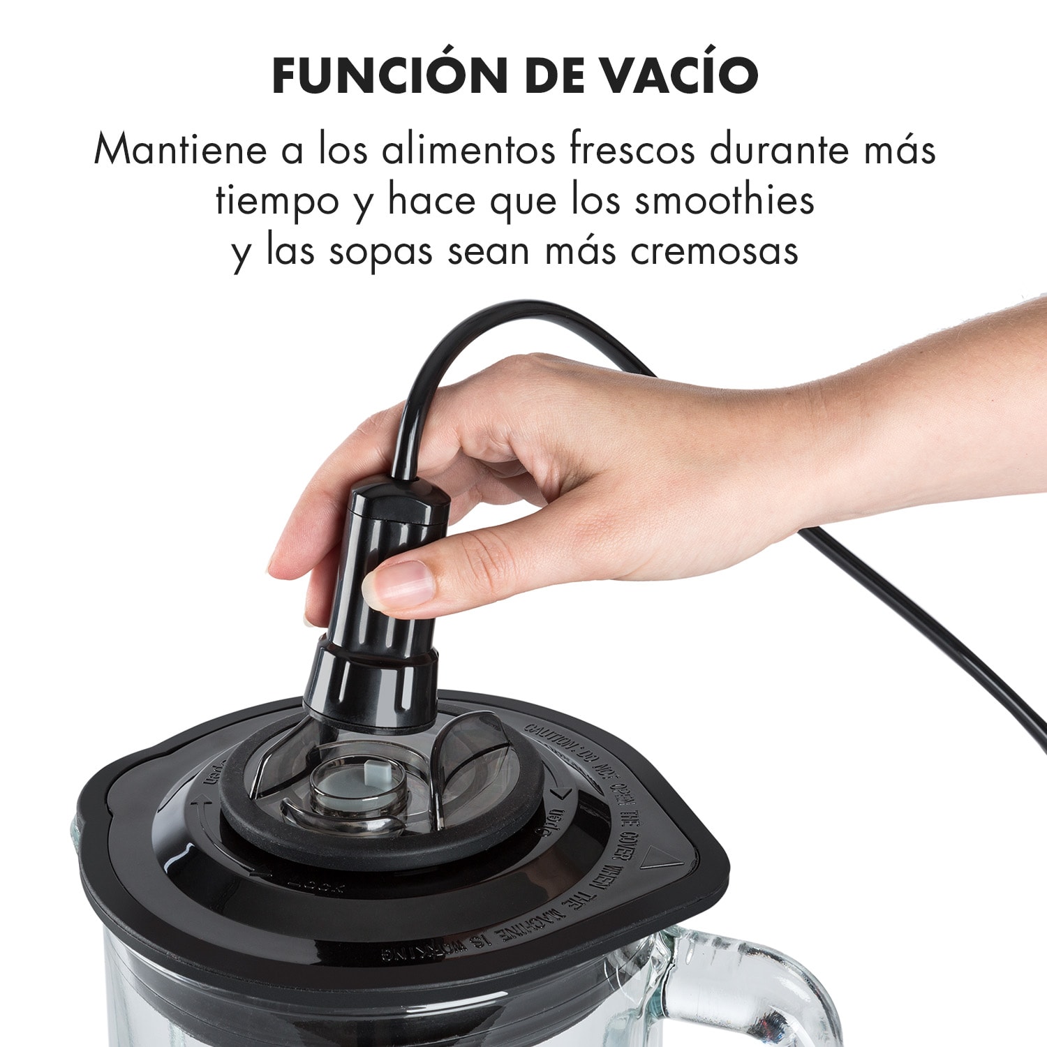 Airakles Batidora al vacío 1300 W 26.000 RPM Vaso de cristal 1,5 l negro Negro