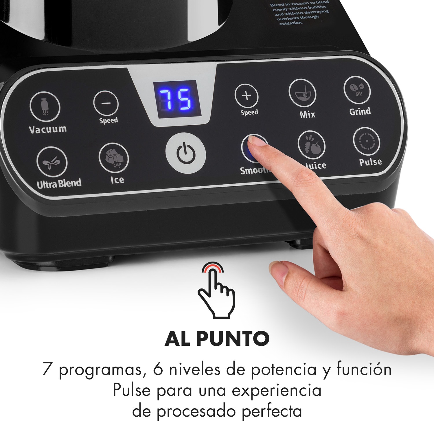 Airakles Batidora al vacío 1300 W 26.000 RPM Vaso de cristal 1,5 l negro Negro