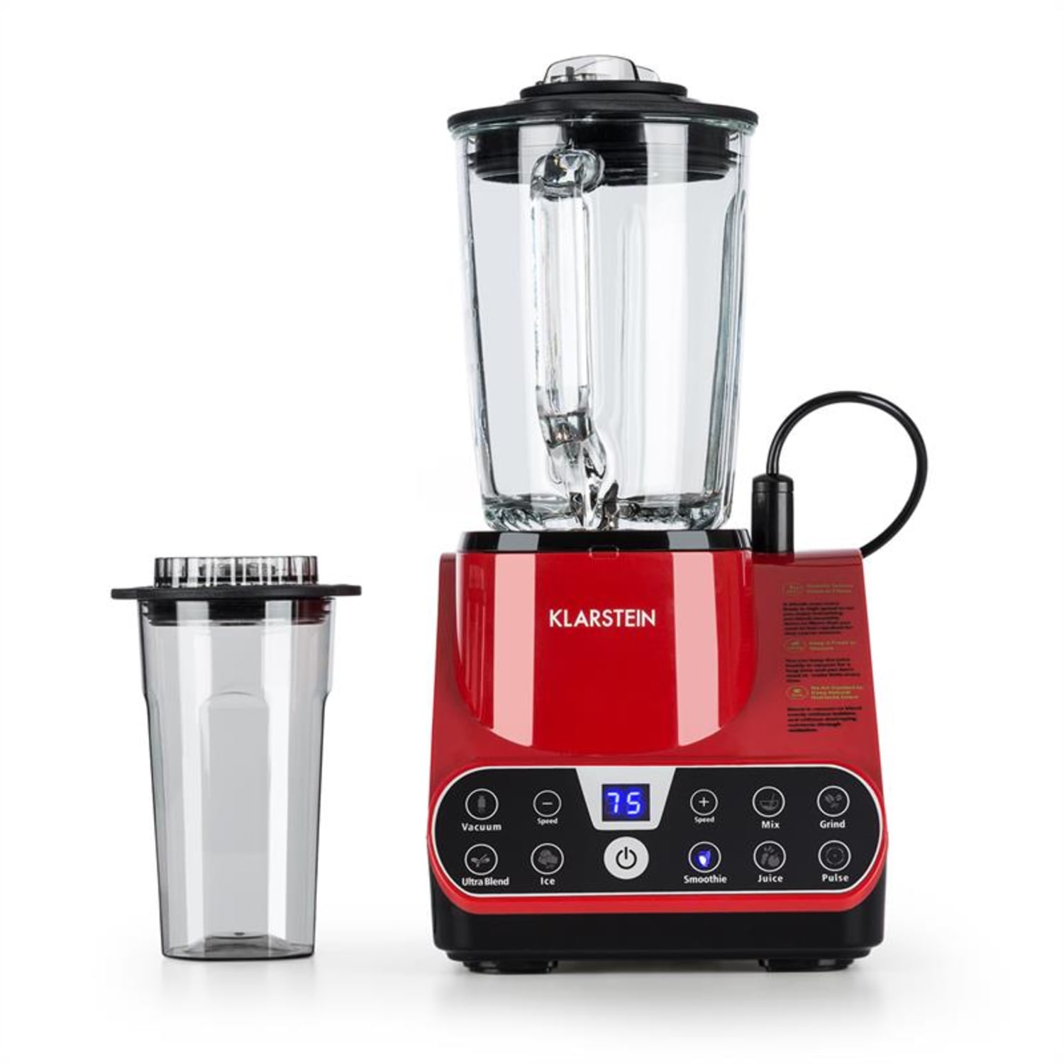 Airakles, vakuový stolní mixér, 1300 W, 30.000 ot./min, 1,5l skleněná nádoba, červený Červená
