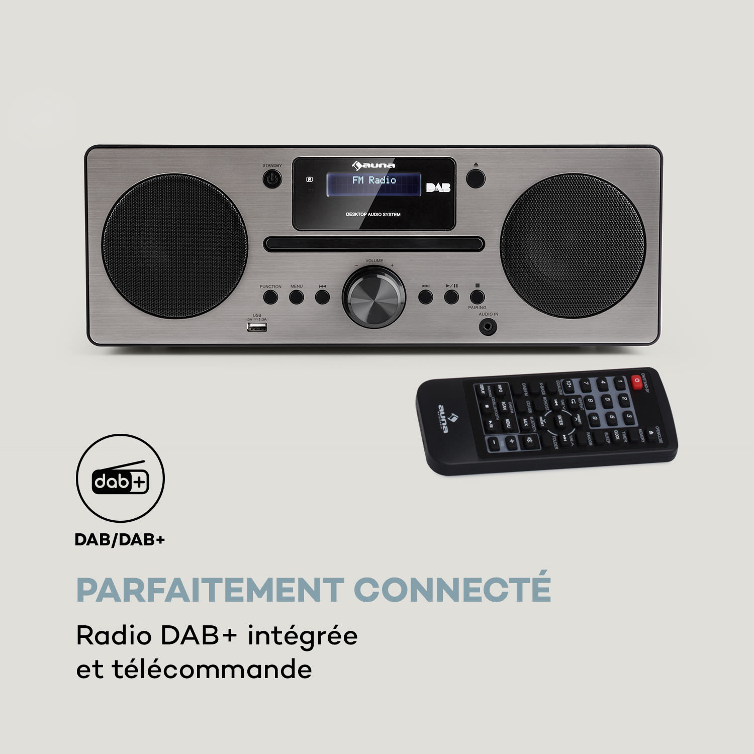 Micro-chaîne stéréo Harvard Tuner DAB+ FM BT Lecteur CD Chargeur USB 
