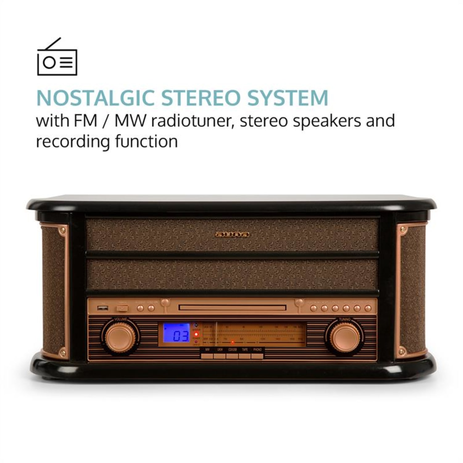 Belle Epoque 1908 Retro Stereo System Record Player USB CD MP3 Micro System 