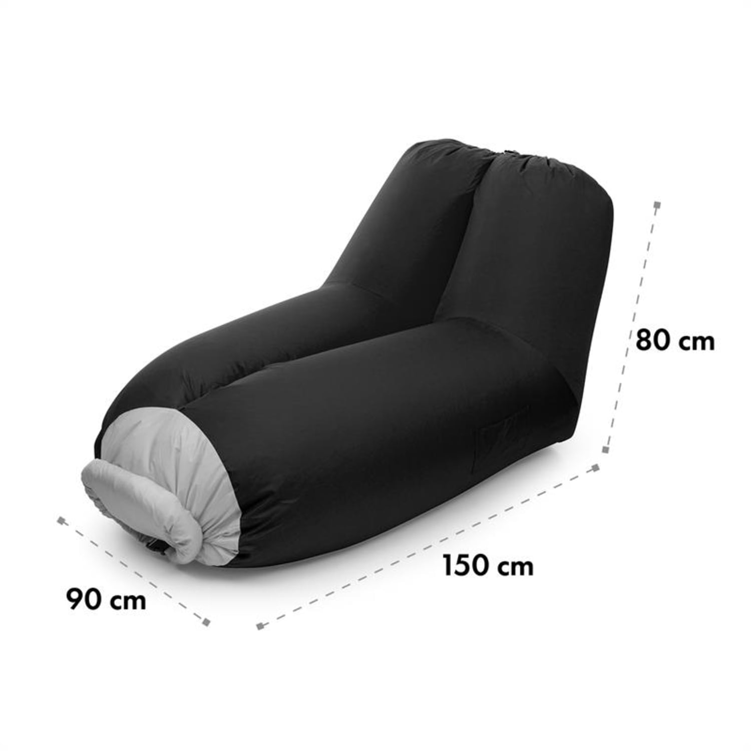 Airlounge, надуваем стол, 90x80x150cм, раница, миещ се, полиестер, черен 