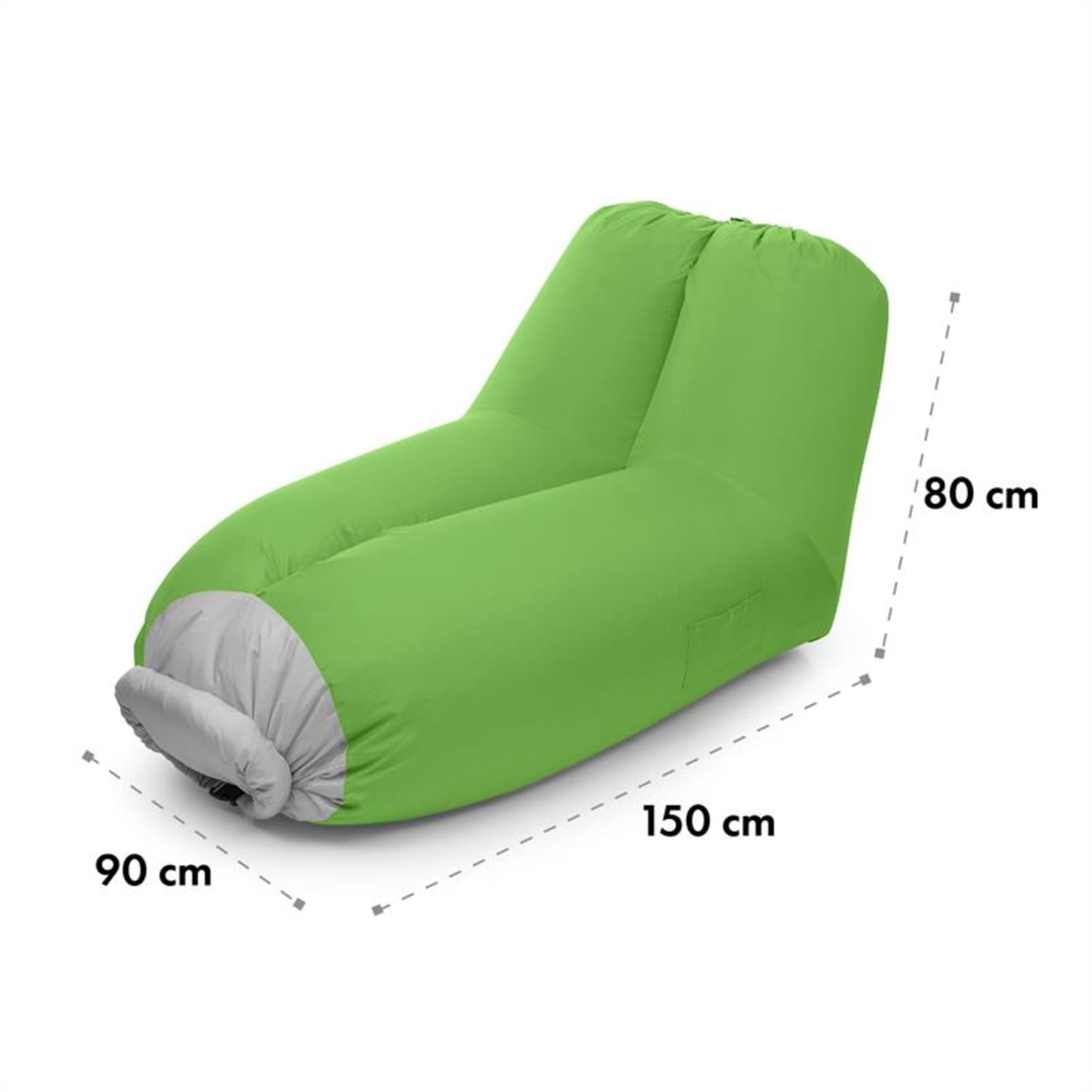 Airlounge sofa dmuchana 90x80x150cm plecak do prania poliester zielona Zielony
