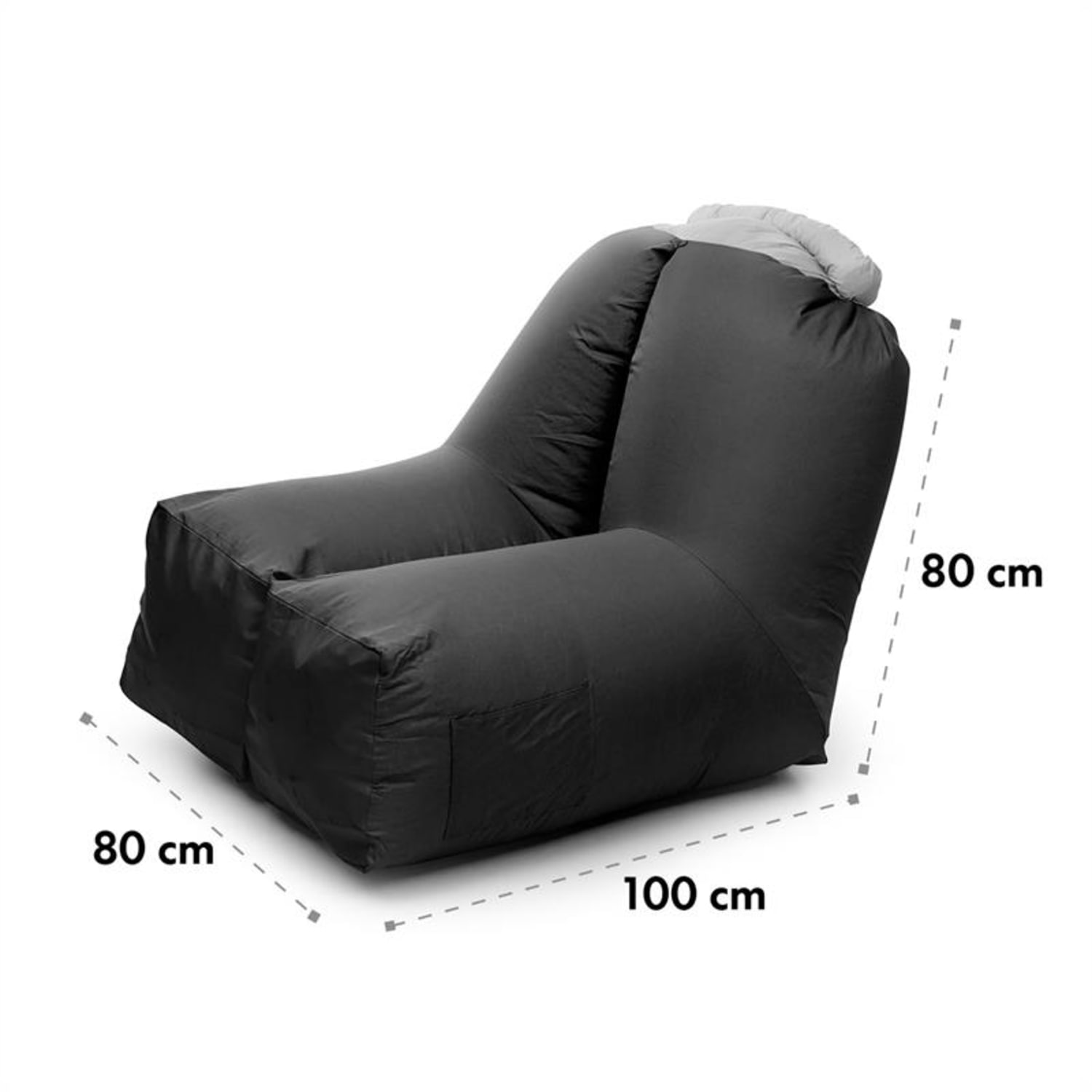 Airchair fotel dmuchany 80x80x100cm plecak do prania poliester czarny Czarny