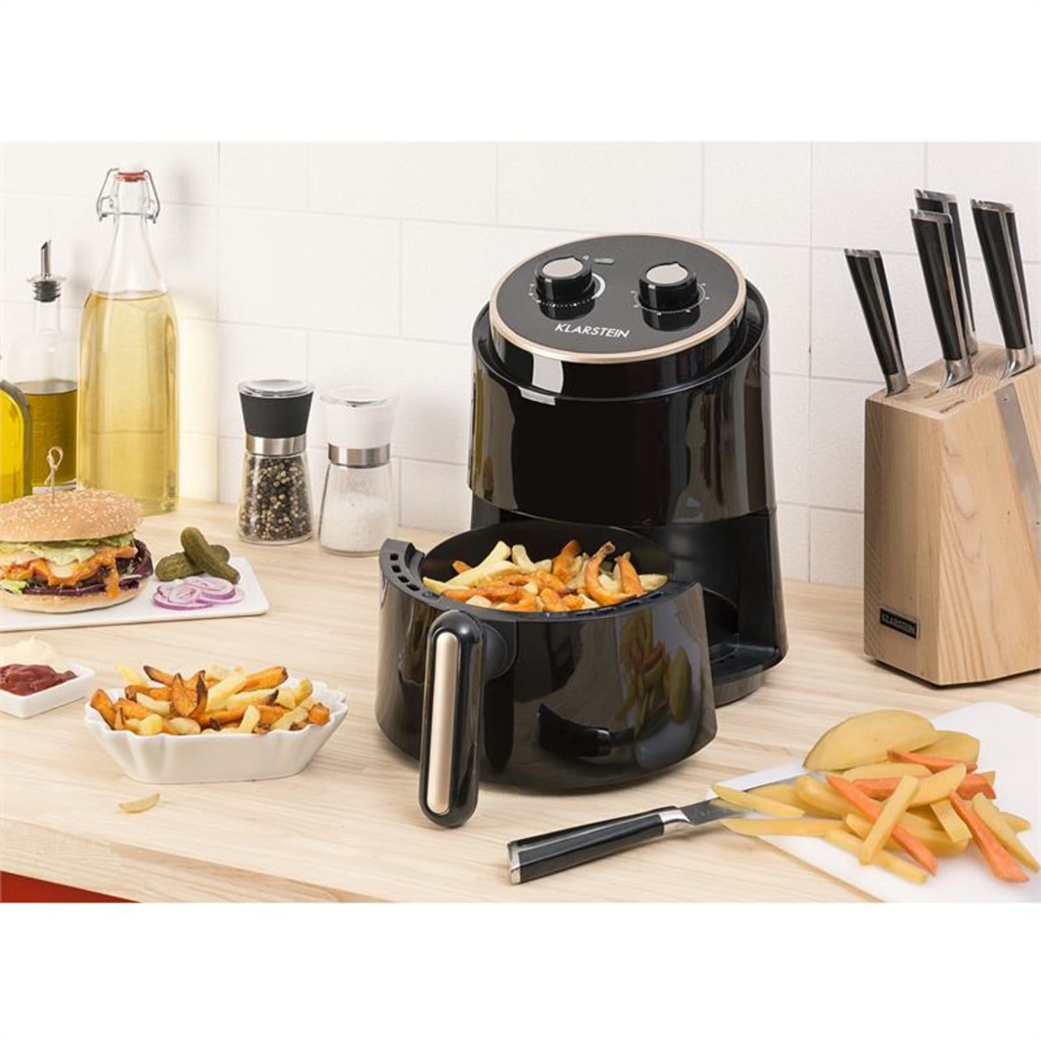 Wel Air Fry, toplozračna friteza, 1230 W, varovalo pred pregretjem, 1,5 l, črna barva Črna
