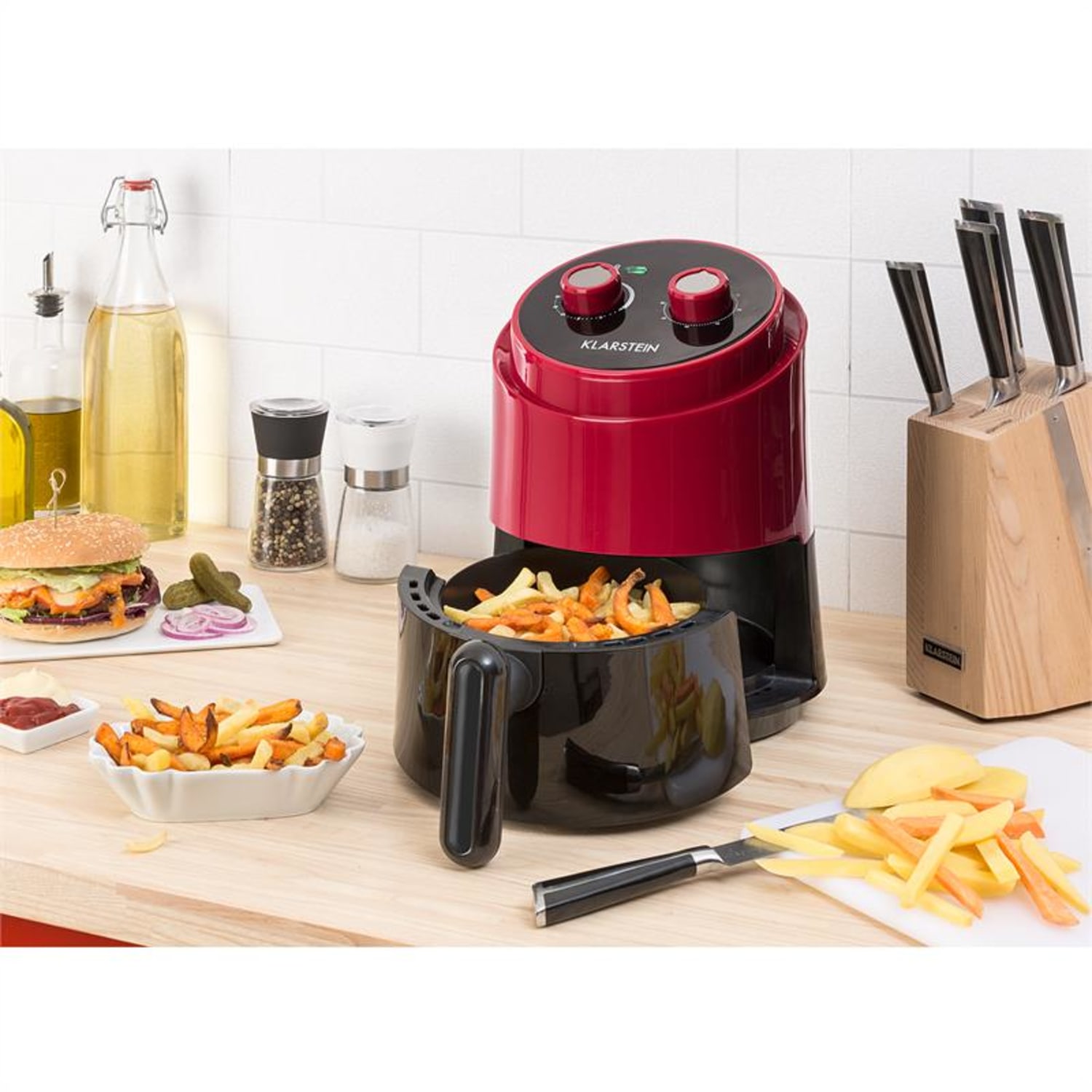 Wel Air Fry, toplozračna friteza, 1230 W, varovalo pred pregretjem, 1,5 l, rdeča barva Rdeča