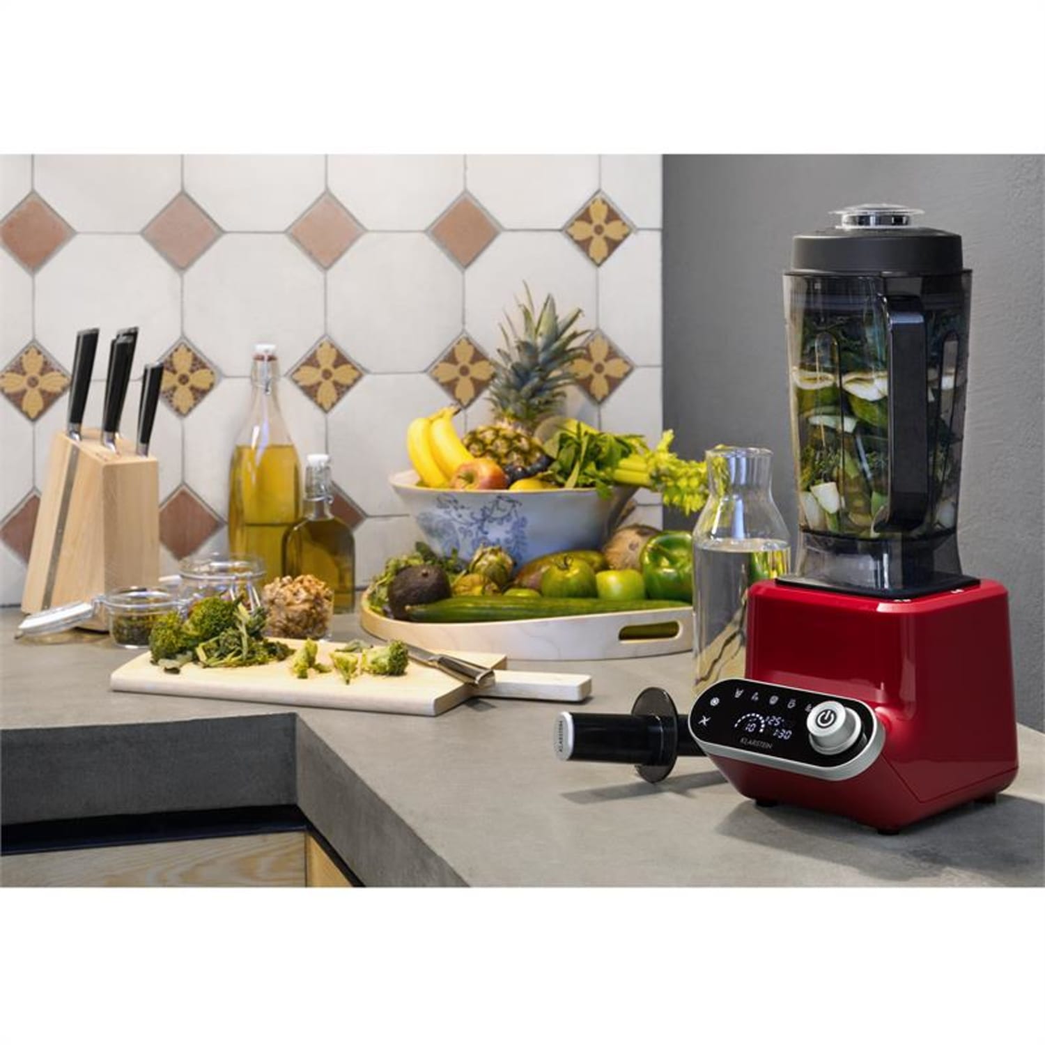 Olympus R, stolní mixér, 1400 W, 1,8 PS, polévkový mixér s ohřevem, červený Červená