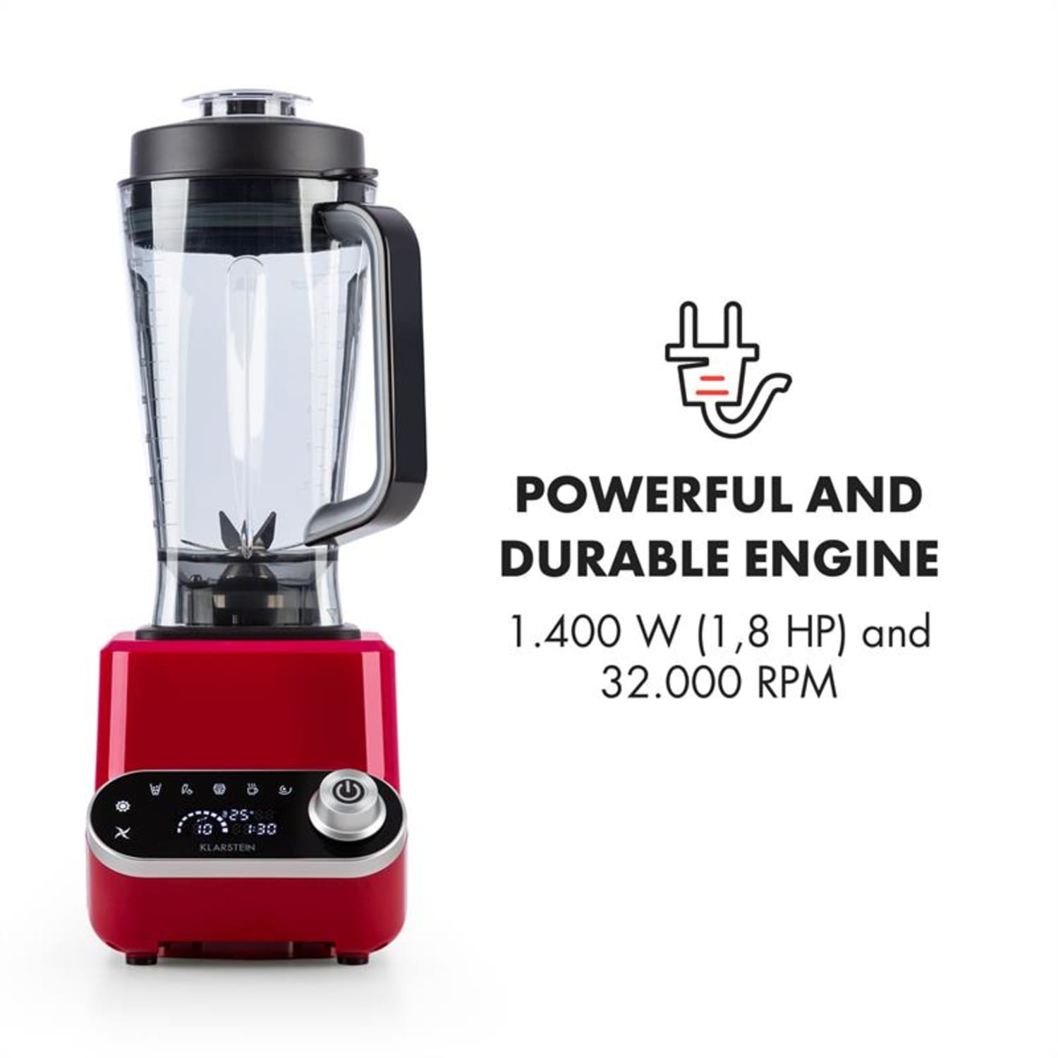 Olympus R, stolní mixér, 1400 W, 1,8 PS, polévkový mixér s ohřevem, červený Červená
