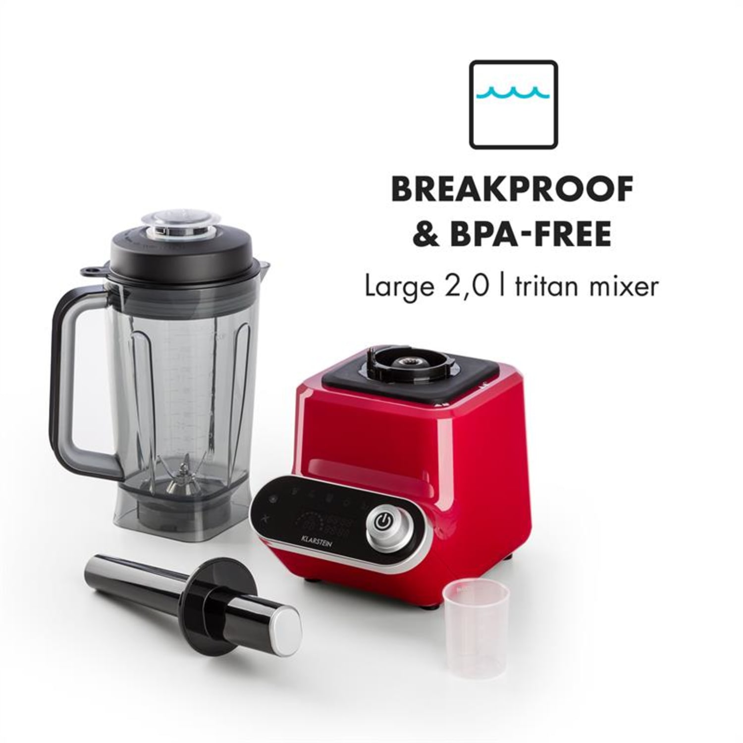 Olympus R, stolní mixér, 1400 W, 1,8 PS, polévkový mixér s ohřevem, červený Červená
