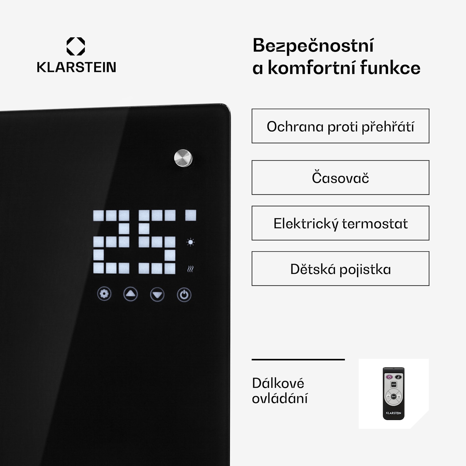 Bornholm Curved, konvektor, konvekční ohřívač, termostat, časovač, 2000 W, černý 