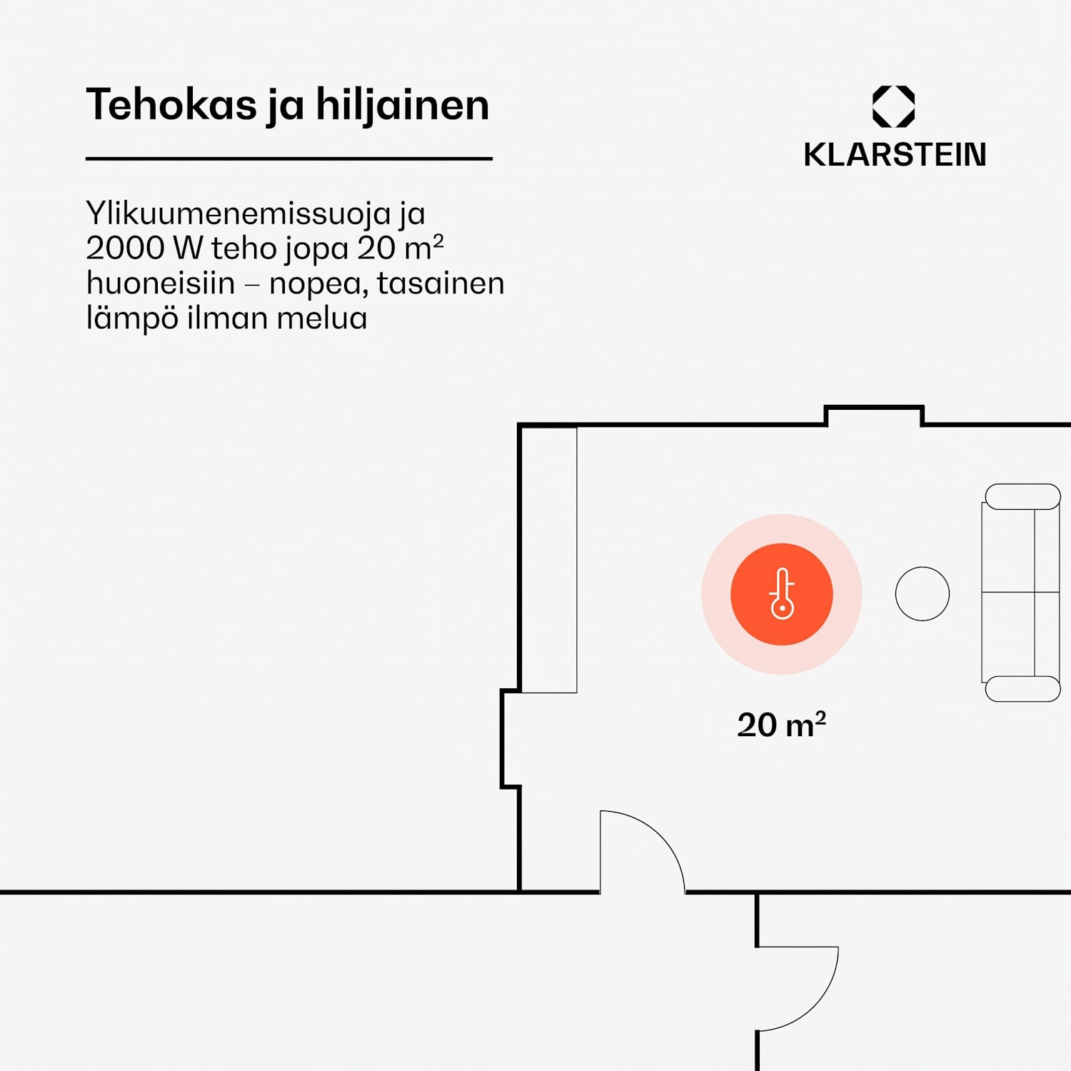 Bornholm Curved -konvektorilämmitin termostaatti ajastin 2000W Ei | Musta | Ei