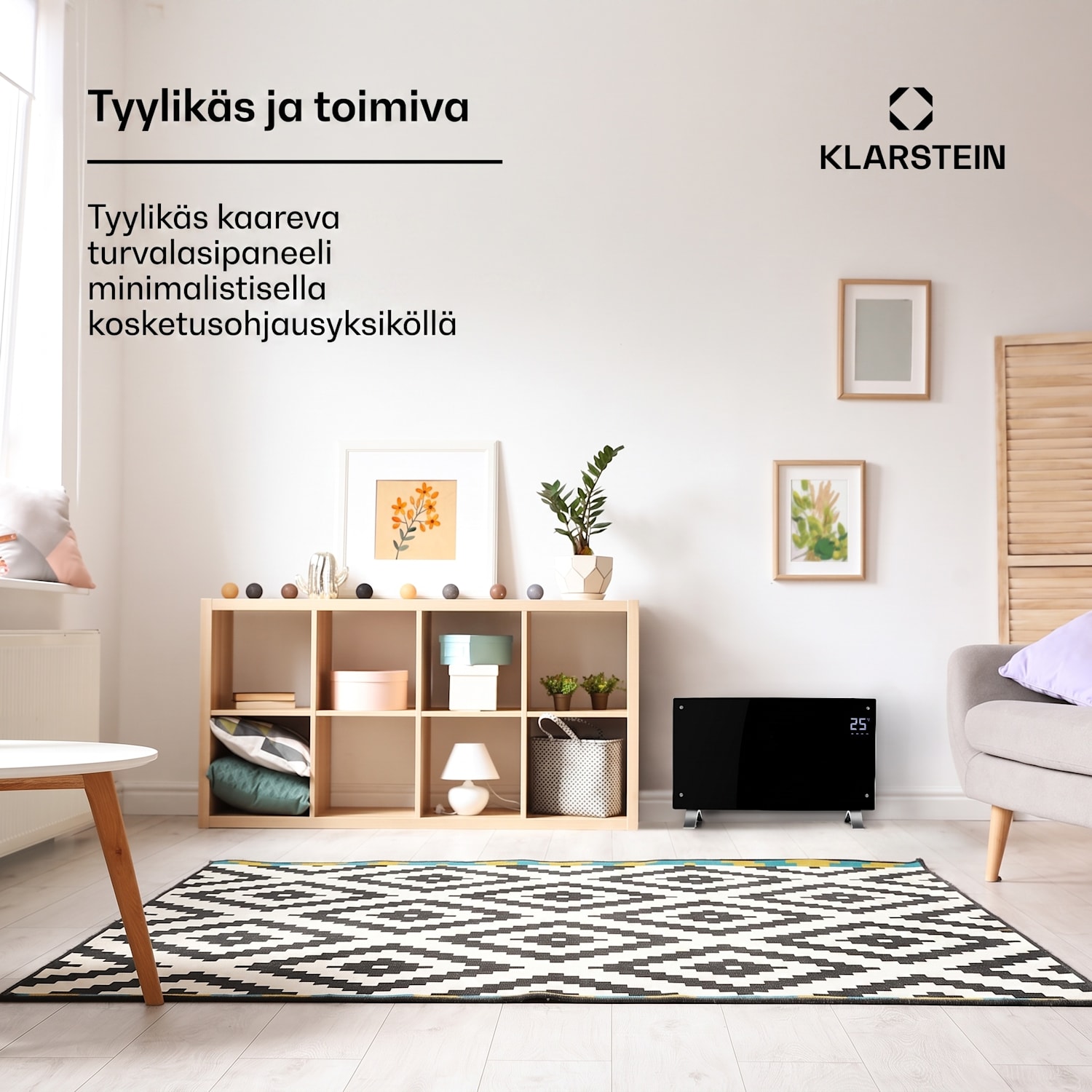 Bornholm Curved -konvektorilämmitin termostaatti ajastin 2000W Ei | Musta | Ei