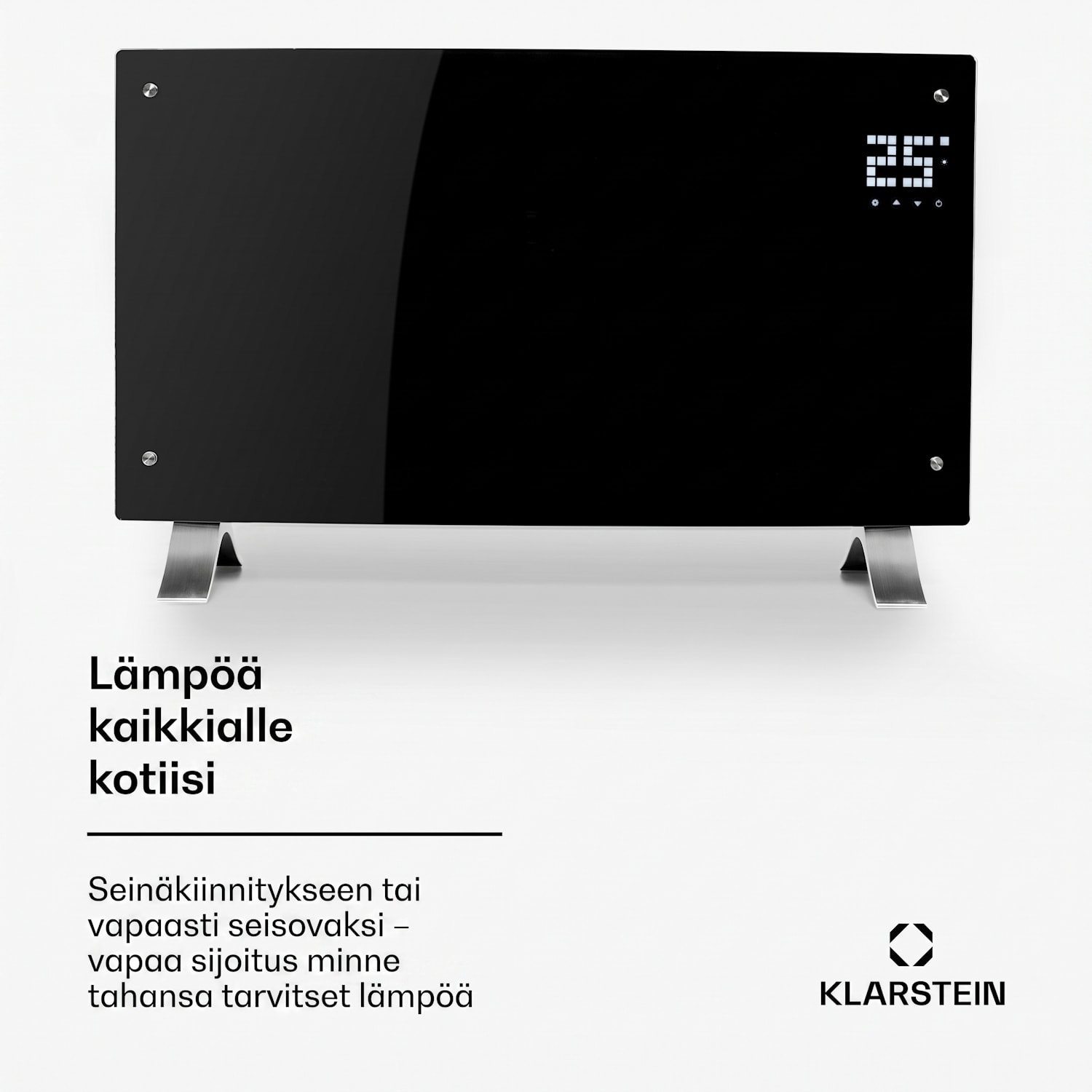 Bornholm Curved -konvektorilämmitin termostaatti ajastin 2000W Ei | Musta | Ei