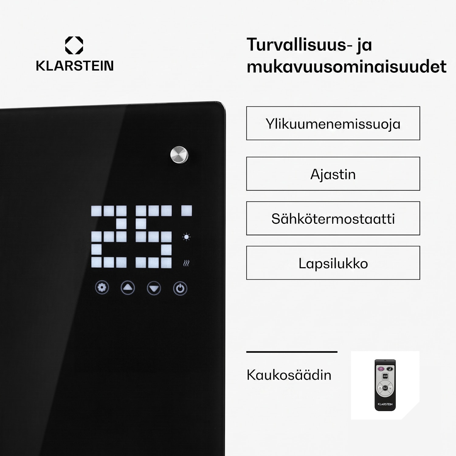 Bornholm Curved -konvektorilämmitin termostaatti ajastin 2000W Ei | Musta | Ei